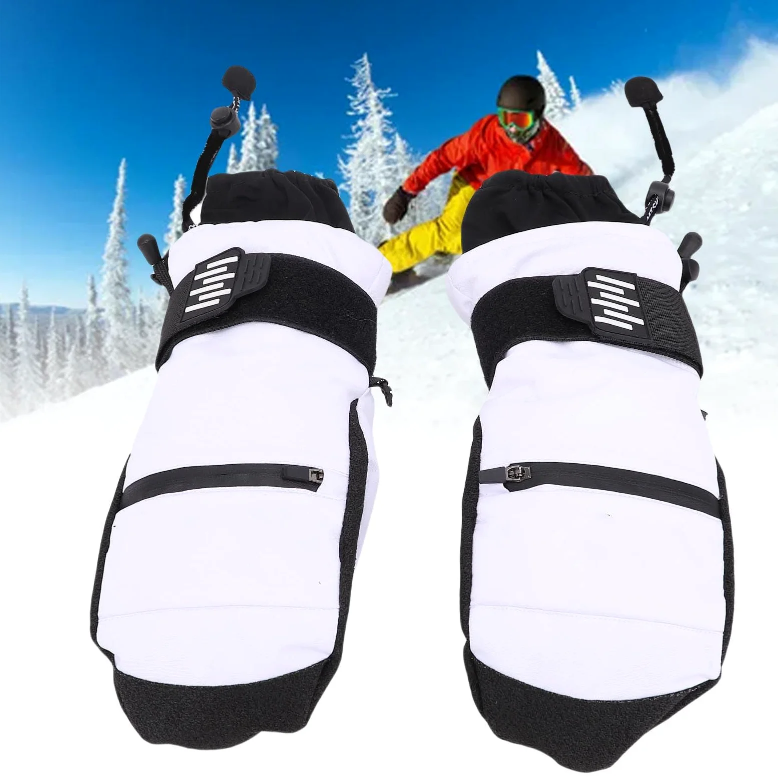Sorandy Manoplas de esquí, Tela a Prueba de Viento, a Prueba de Nieve, Diseño Ergonómico 3D, Muñequeras, Capa Interior Térmica, Manoplas para Snowboard, Ciclismo, Senderismo y Montañismo