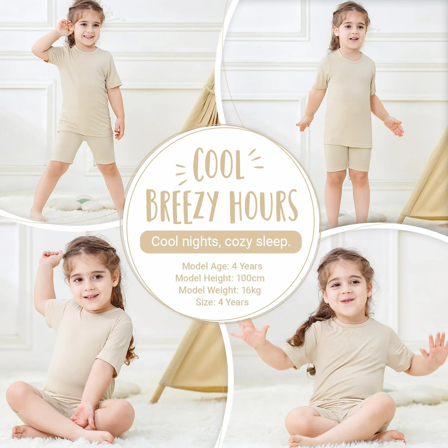 Pijama Niña Verano Bambú Conjunto Niño Transpirable Camiseta y Pantalón Corto Ropa 2-8 Años
