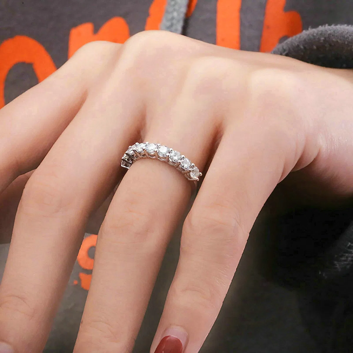 Anillo de oro blanco para mujer, 750 anillos para mujer, 0,1 ct, redondo, diamante para mujer, anillo de compromiso