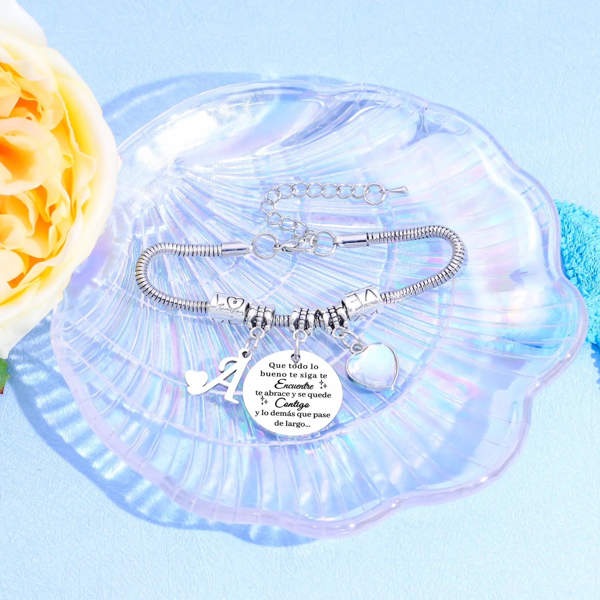 Pulsera de Plata con Letras Iniciales Regalo Personalizado para Mujer
