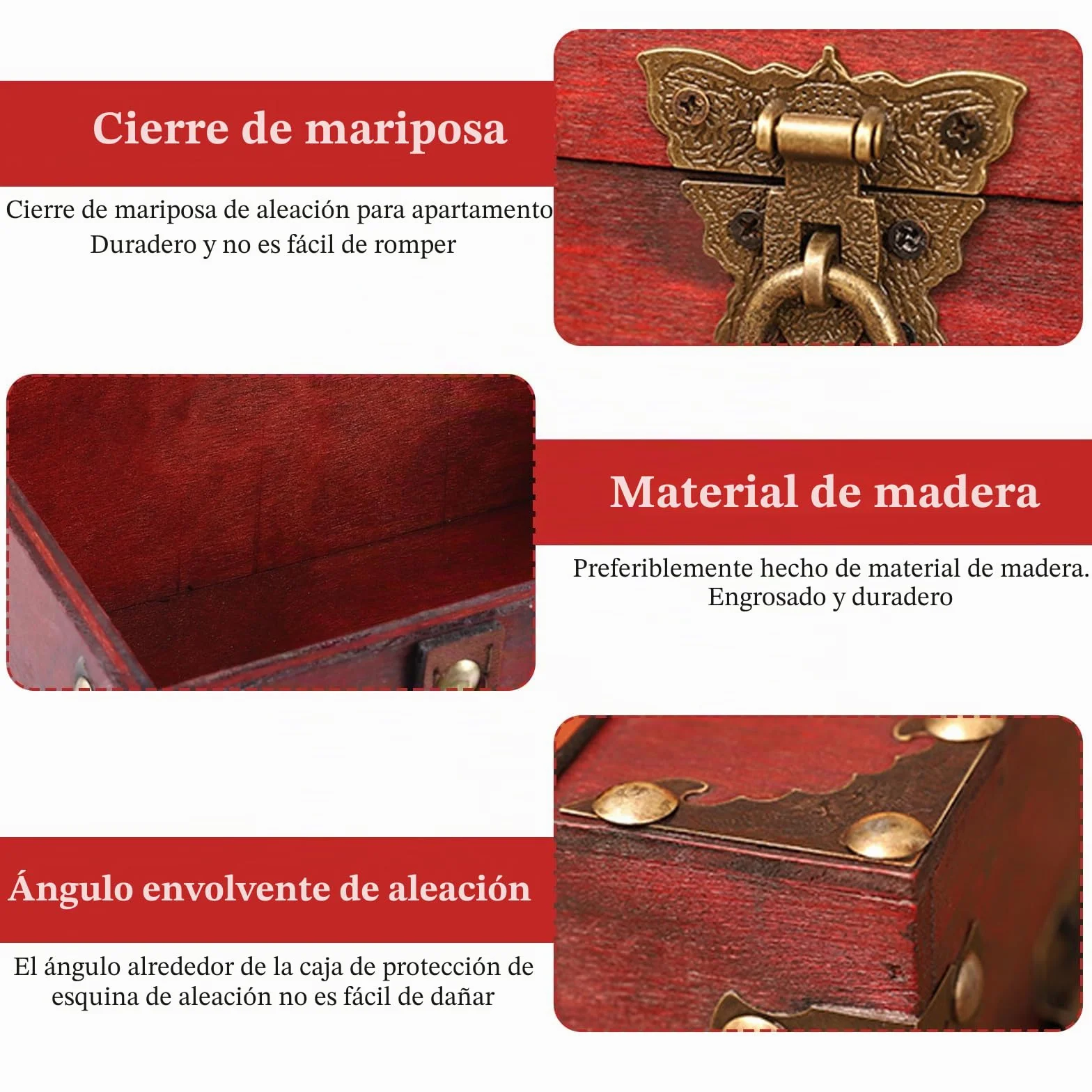 Nizirioo Cofre del tesoro de madera vintage