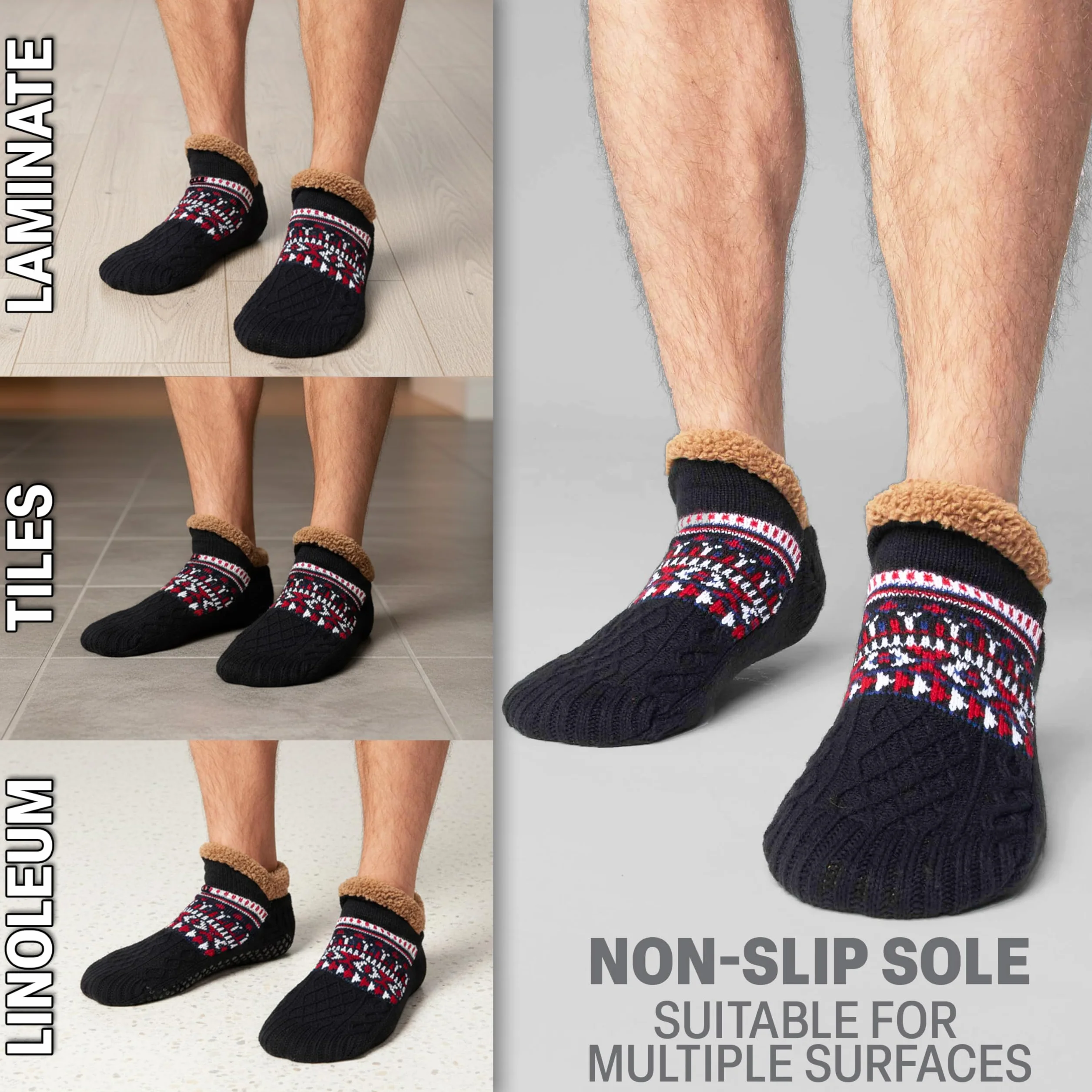 CityComfort Calcetines Hombre Invierno, Calcetines de Andar por Casa Antideslizantes, Regalo para Hombre y Adolescente