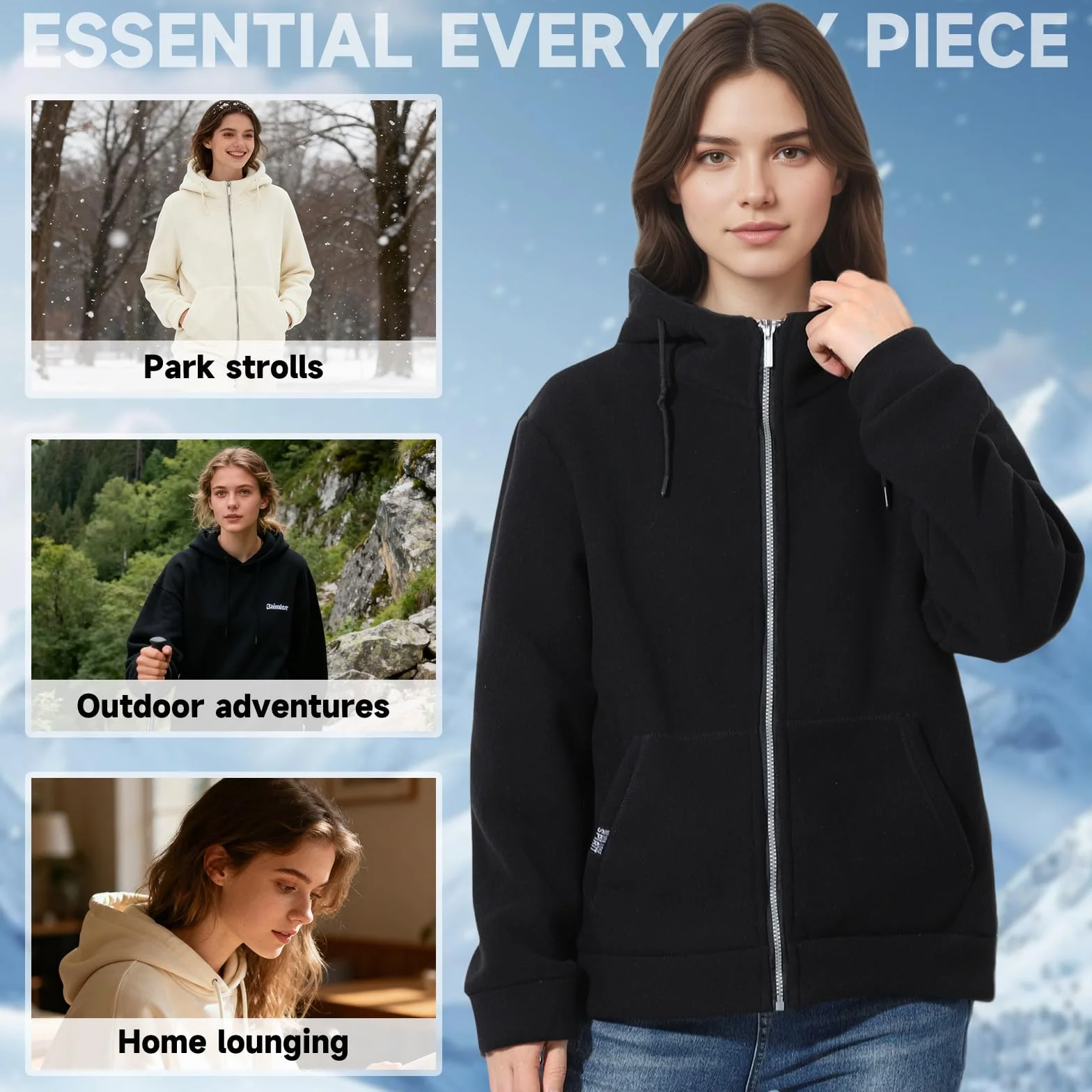 BWBIKE Sudadera Cremallera Completa Mujer Forrada Vellón Manga Larga Chaqueta Casual