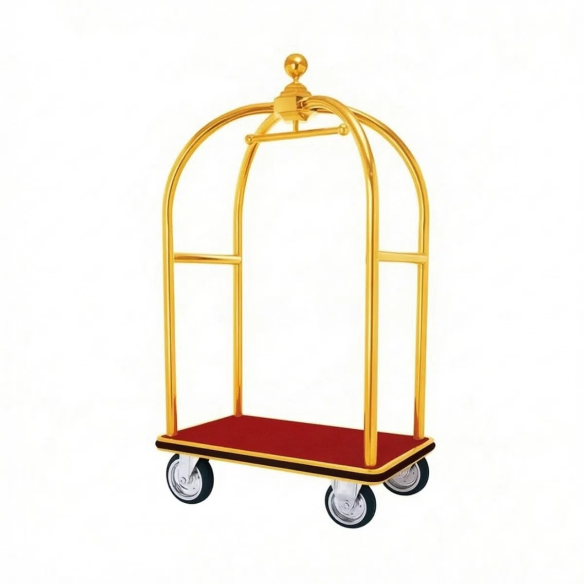 F Fityle Carrito de Equipaje Carro Maletero Trolley Hotel Construcción Sólida Acero Inoxidable Tubo Grueso Movilidad Suave Ruedas Giratorias Adecuado para Recepción de Hotel Vestíbulo Aeropuerto