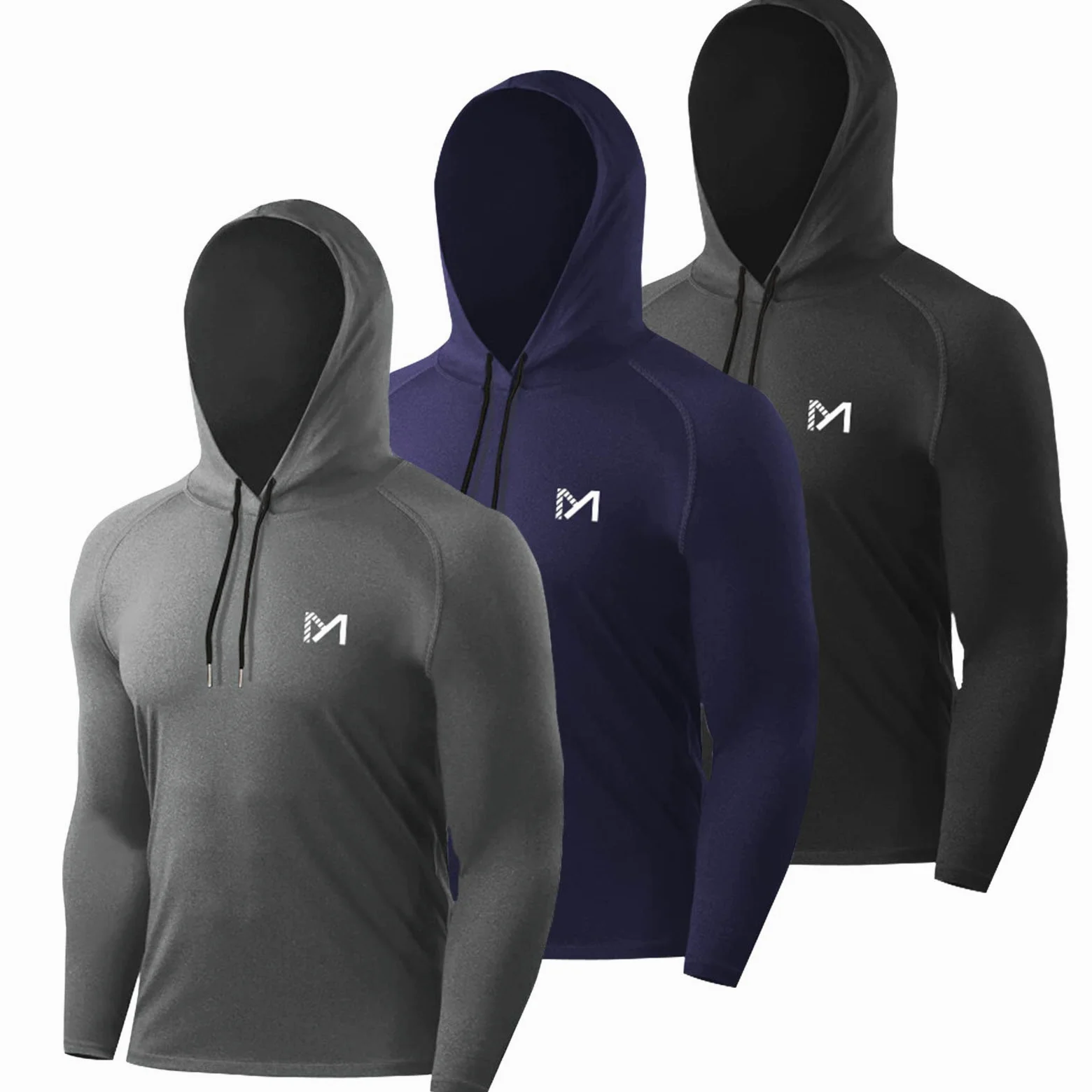 MEETYOO Camiseta Hombre, Manga Larga Camisetas Deportiva T-Shirt para Running Fitness Gym
