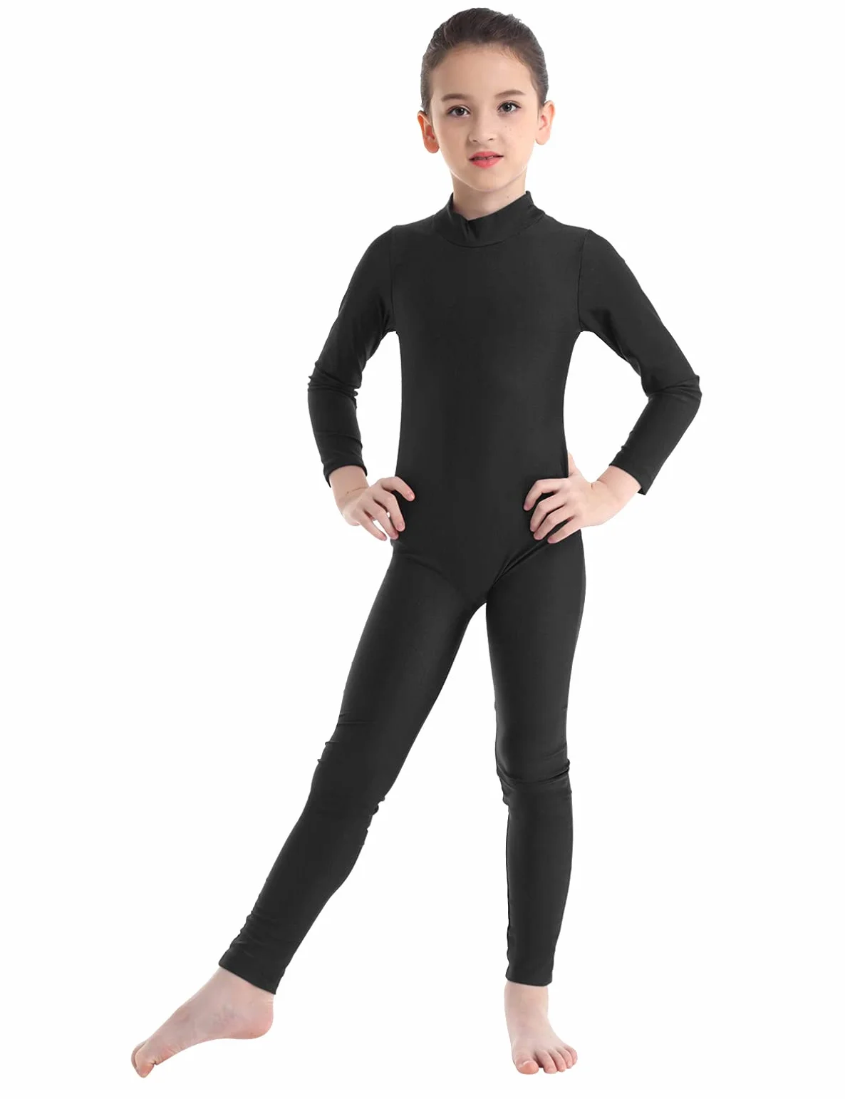 TiaoBug Bodies Jumpsuit Mono para Danza Gimnasia Rítmica Leotardo Body Básico Clásico Manga Larga para Ballet Deporte Niñas Niños