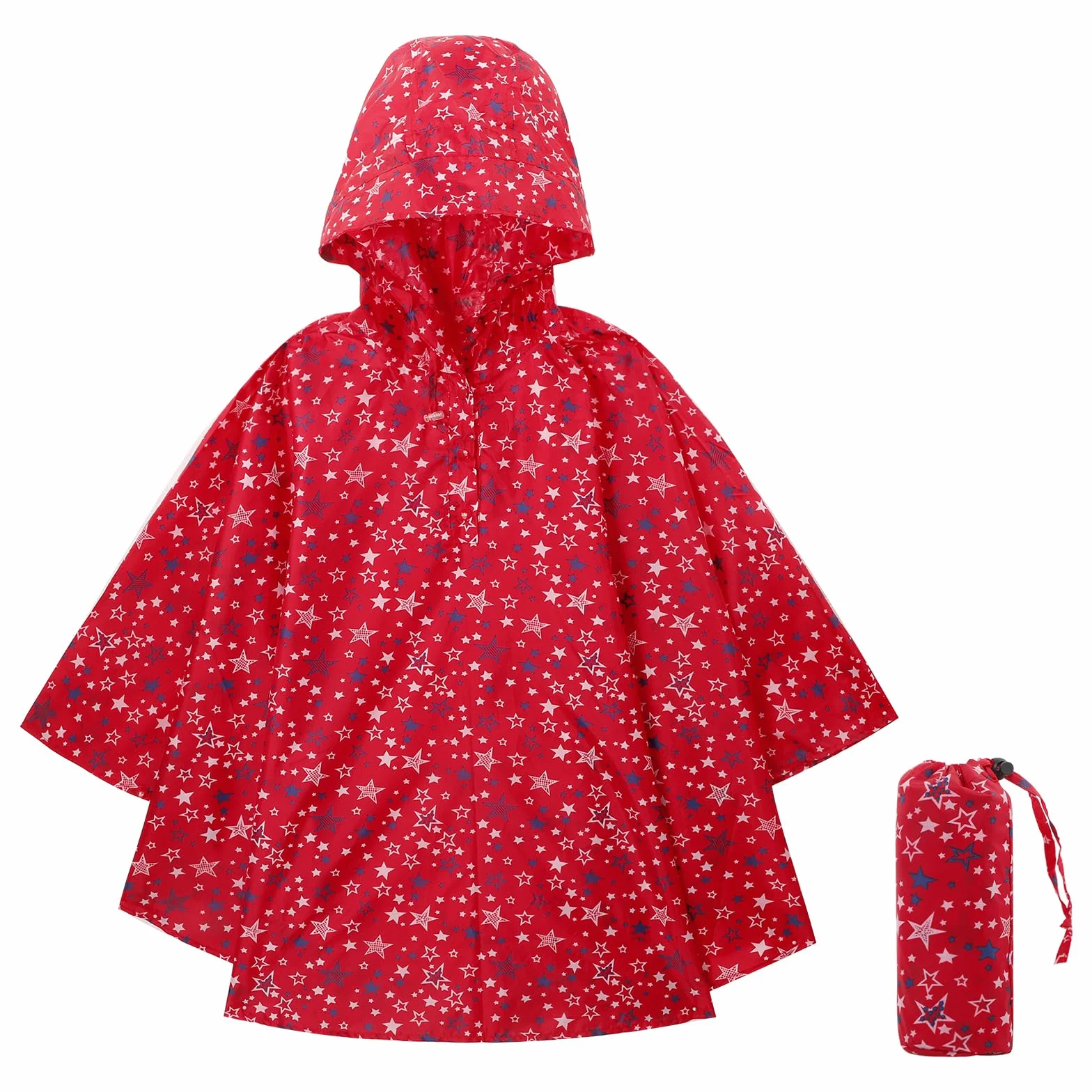 KAKU NANU Poncho Impermeable Chubasquero Niño Niña 3-14 Años Capa con Una Gran Capucha y Una Bolsa de Almacenamiento Amarillo Azul Rosa Rojo