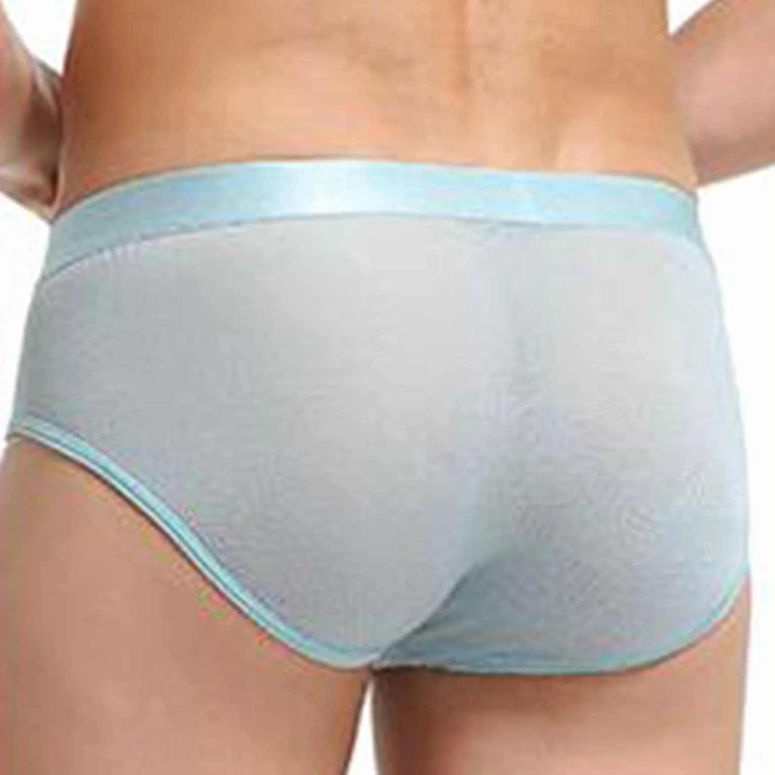 Calzoncillos de seda helada para hombre con malla transparente, diseño estampado, cintura baja
