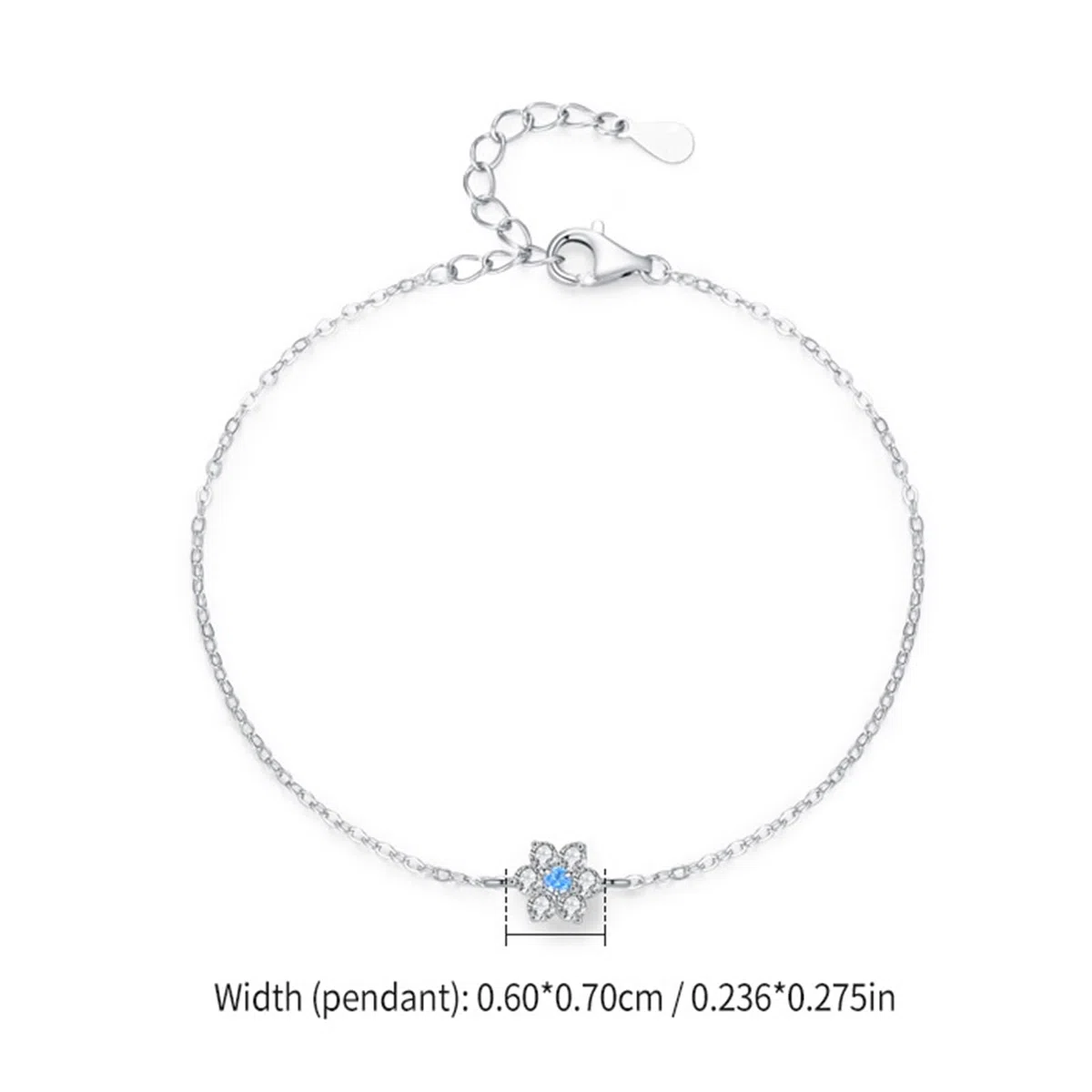 Pulsera de moda de flores para mujer con aguamarina y diamantes de laboratorio, pulsera de flores para mujer,