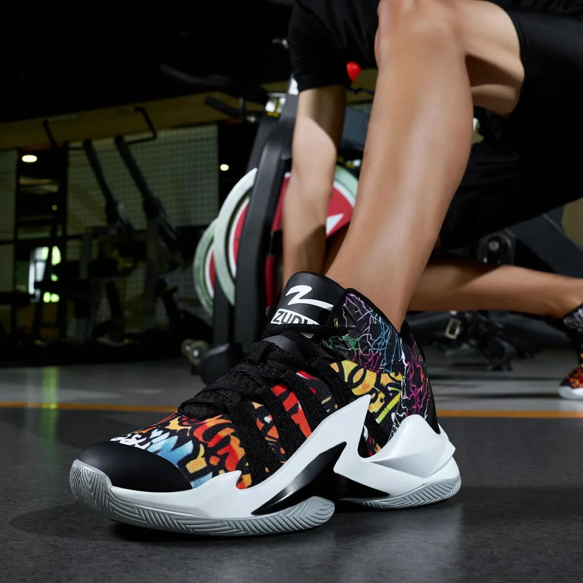 Zapatillas Baloncesto Hombre Graffiti Botas Deportivas Comodas Gran Agarre | Zapatillas de Baloncesto Caña Alta Hombre Diseño Graffiti Gran Agarre
