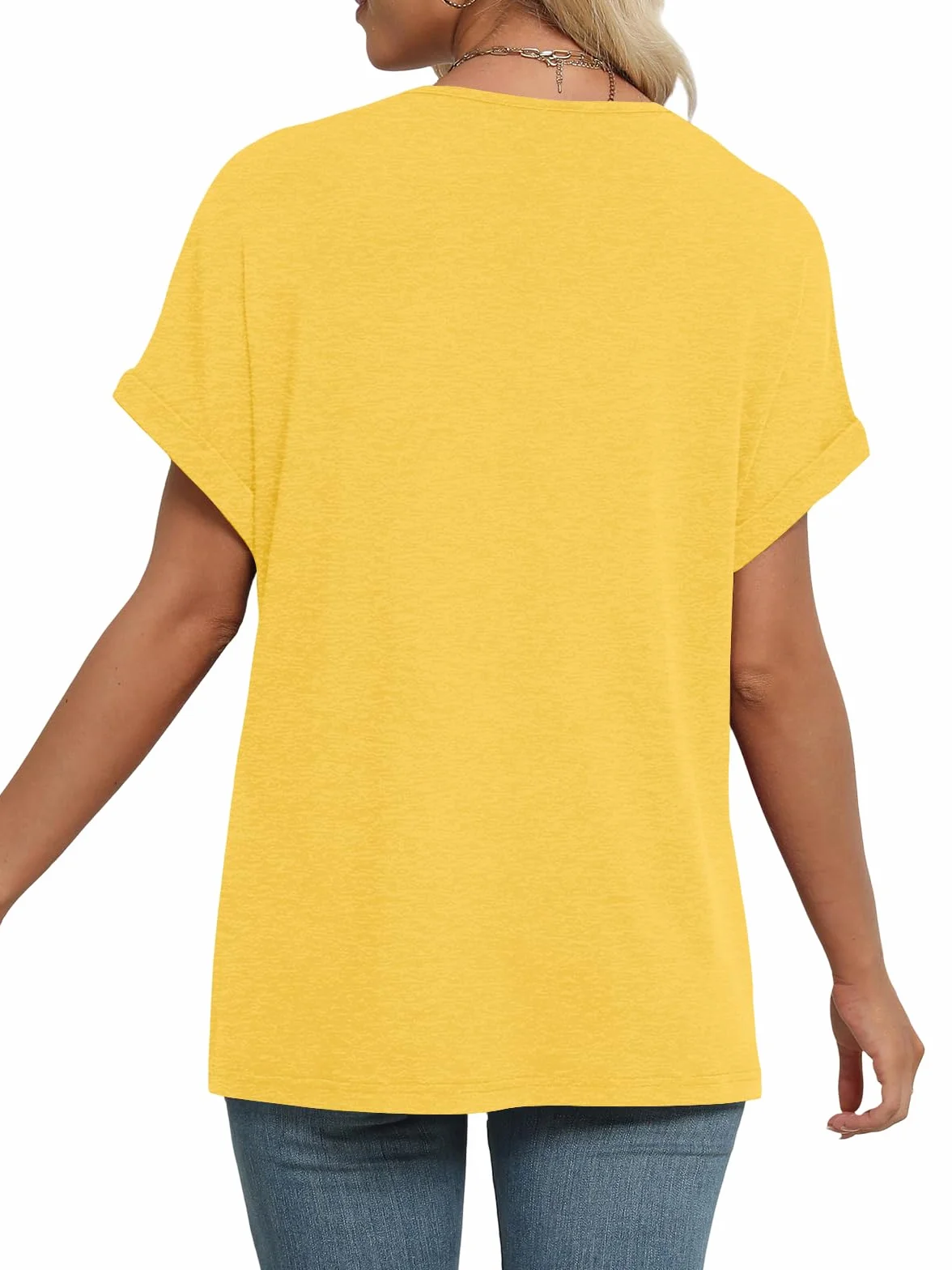 Cuptacc Camiseta Mujer Manga Corta Cuello en V Blusas Mujer Verano Elegantes Suelto Básica Top