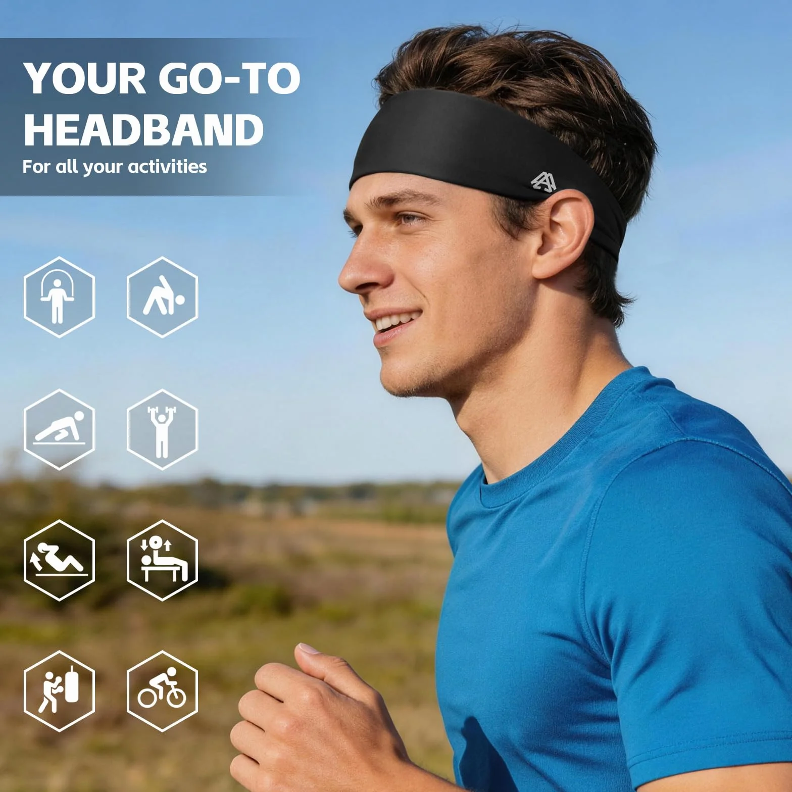Diadema Deportiva para Hombre y Mujer, Elástica y Transpirable, Resistente al Sudor, 2 Unidades