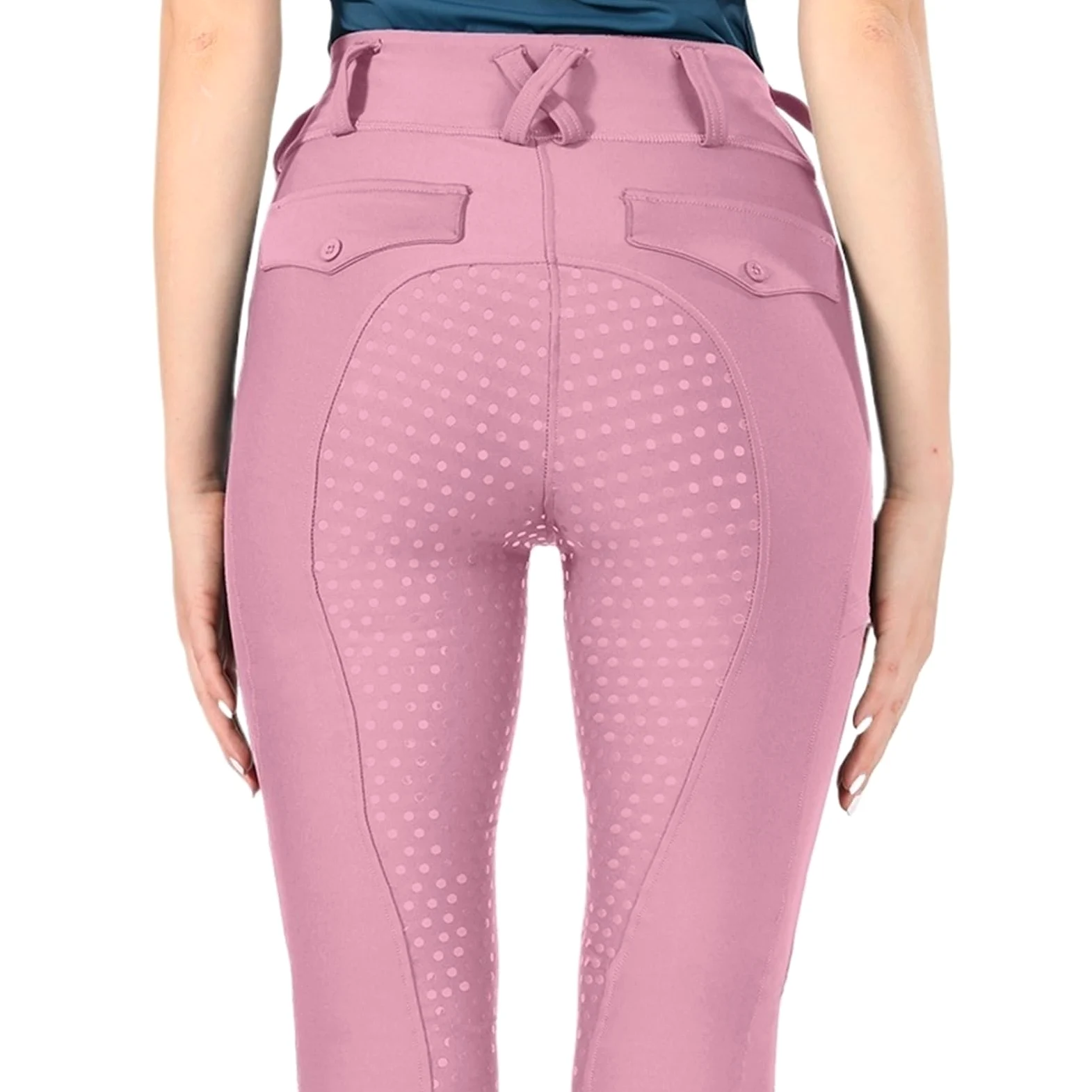 Pantalones de equitación for mujer, calzas ecuestres con asiento completo silicona, mallas deportivas competición Para Montar(Pink,S)