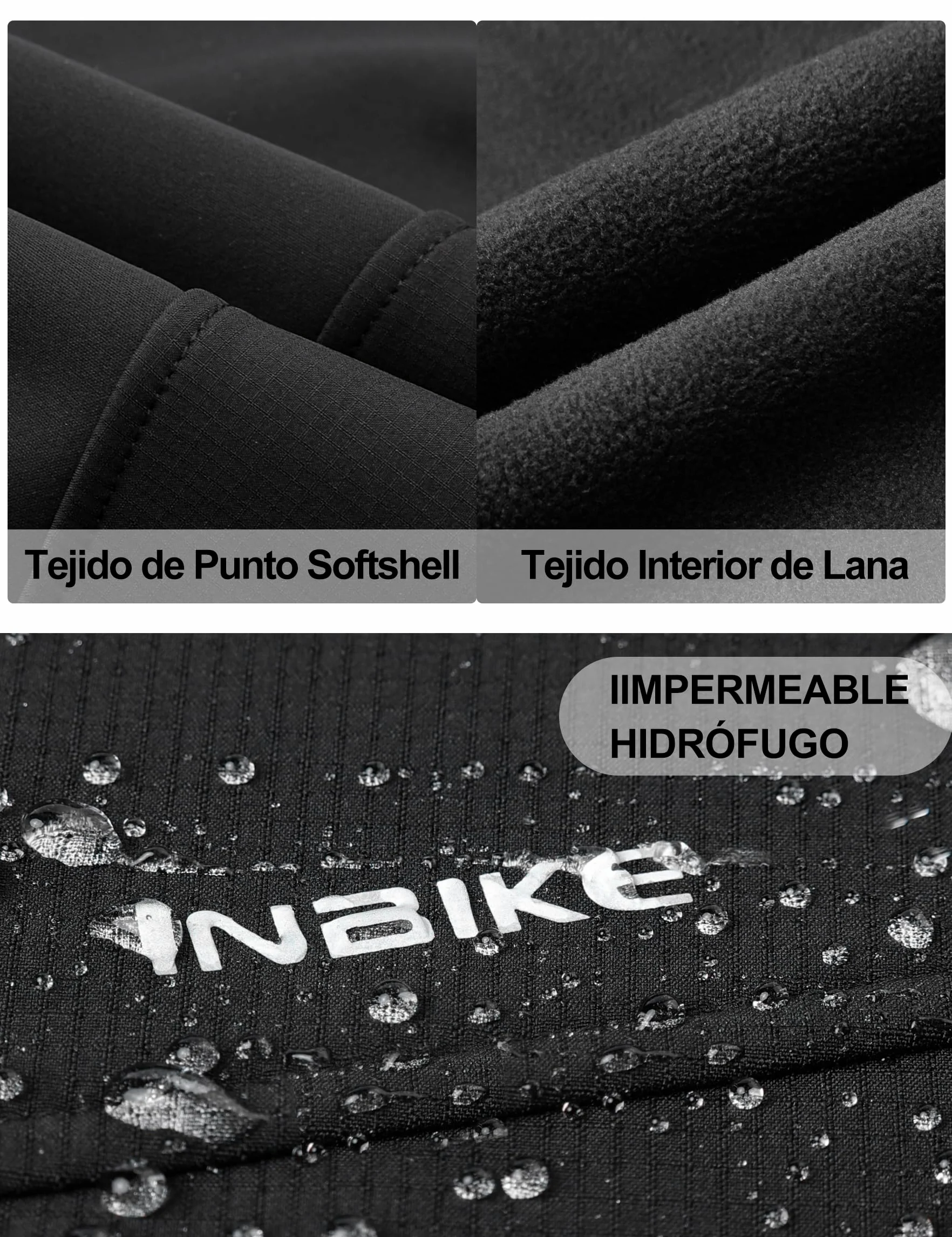 INBIKE Chaqueta Softshell Cálida Para Invierno Cazadora Resistente Al Viento y Agua Con Capucha Extraíble y Forro Polar Suave Para Trekking Senderismo Escalada Ciclismo Running 7103