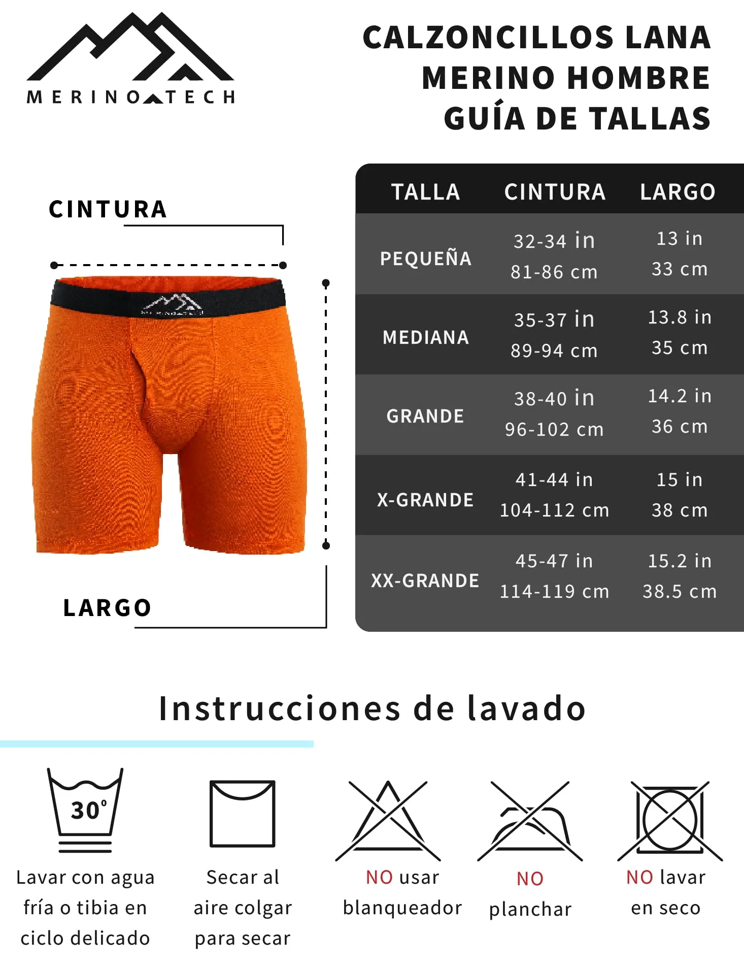 Merino.tech Calzoncillos Lana Merino Hombre - Boxer (L, P2 - Black) | Cintura elástica, sin rozaduras en entrepierna, transpirables, uso diario