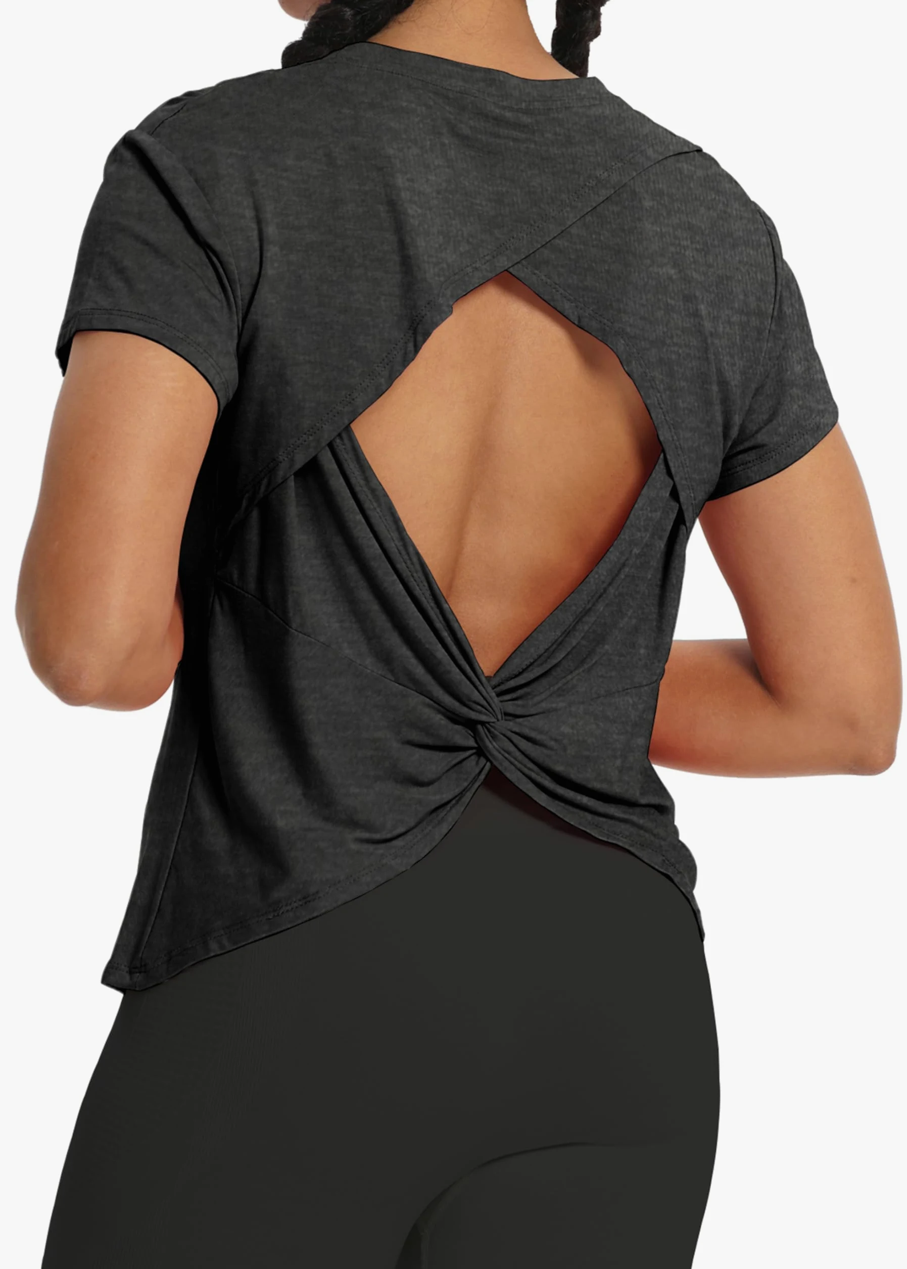 Bestisun Camiseta corta para mujer, camiseta deportiva con espalda cruzada, camisetas recortadas