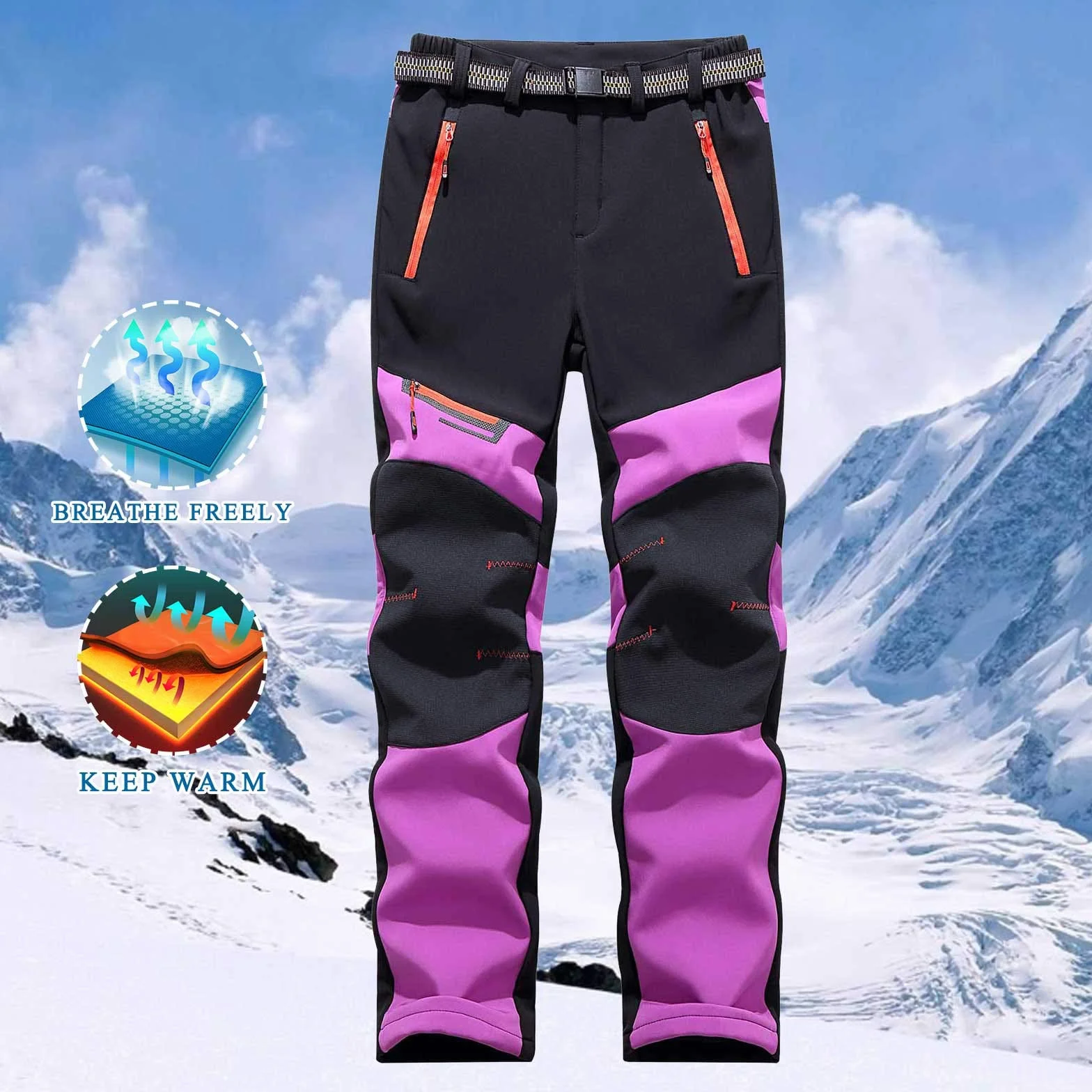 Pantalones de esquí cálidos impermeables para mujer softshell nieve térmicos