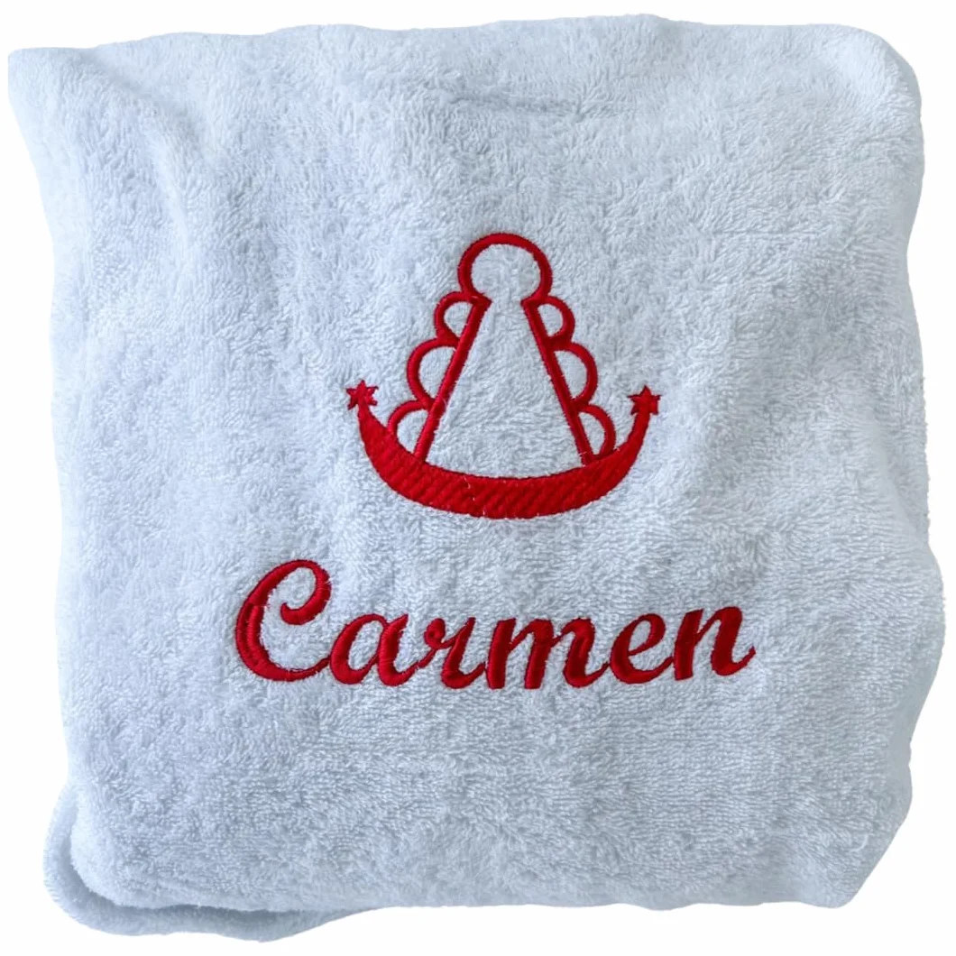Albornoz infantil personalizable con nombre bordado - Bata de baño rizo blanco absorbente Talla 1-16