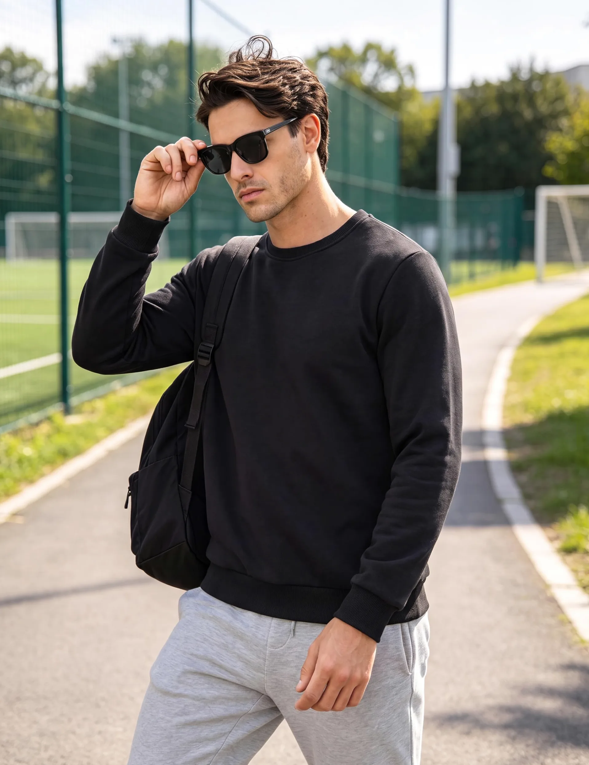 MAGCOMSEN Hombres Clásico Sudaderas sin Capucha Forro | Polar Pullover Invierno Manga Larga Running Jumper Suéter