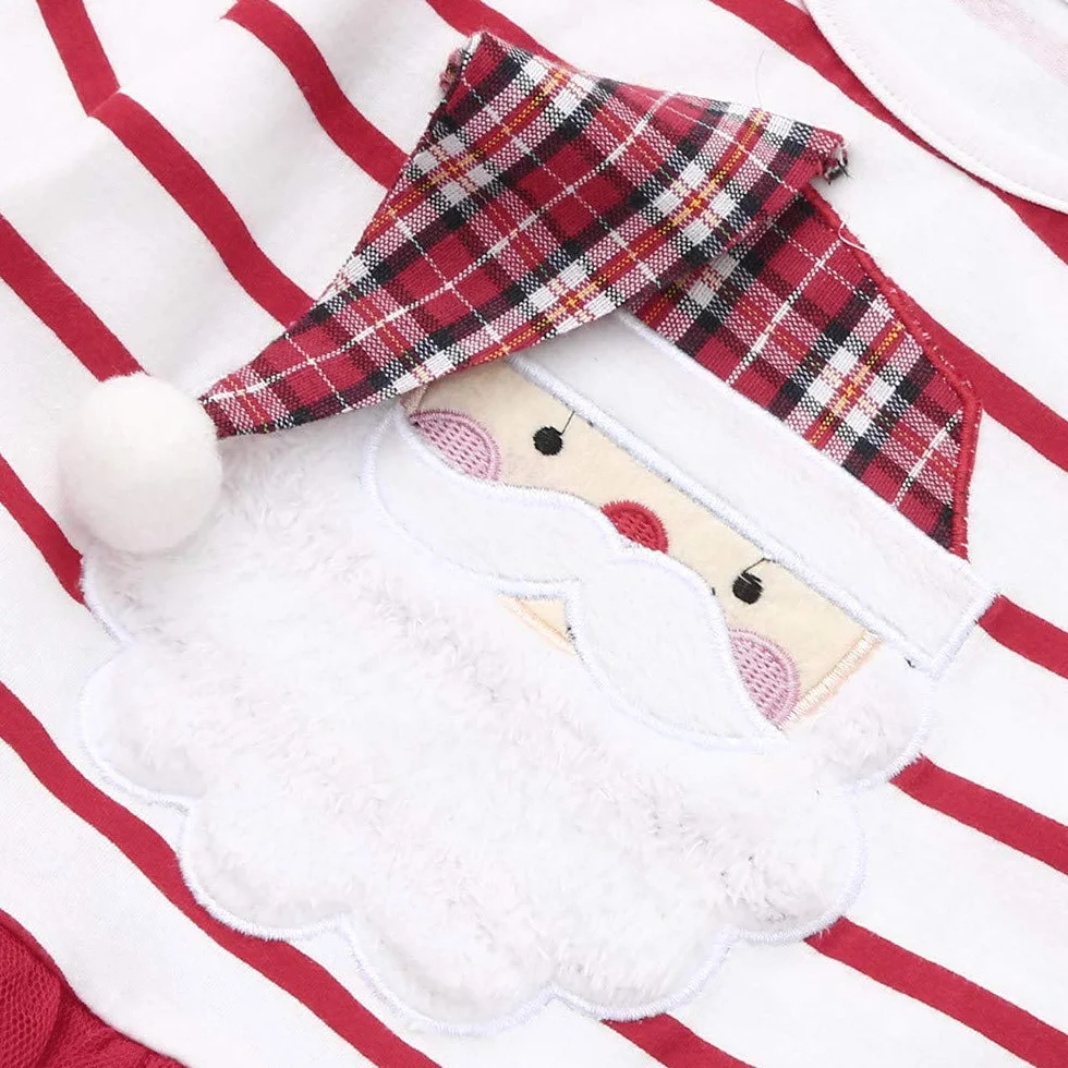 Navidad Baby Tul Trajes Vestido Infantil Rayas Santa Falda de Navidad