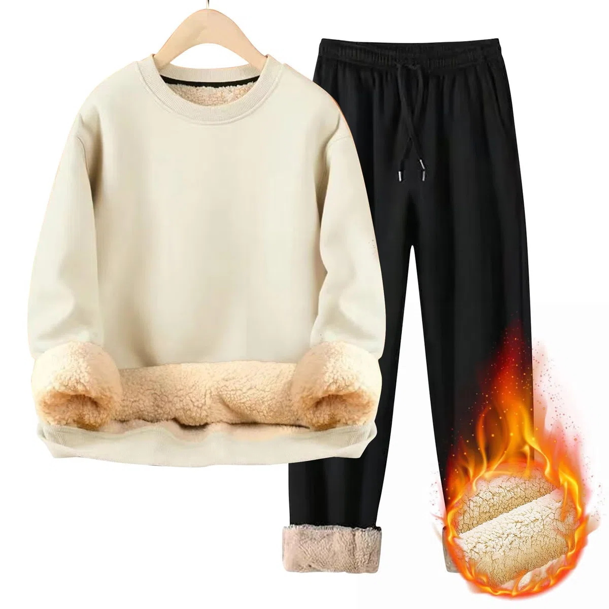 Conjunto de sudadera con capucha y pantalón deportivo de cuello redondo