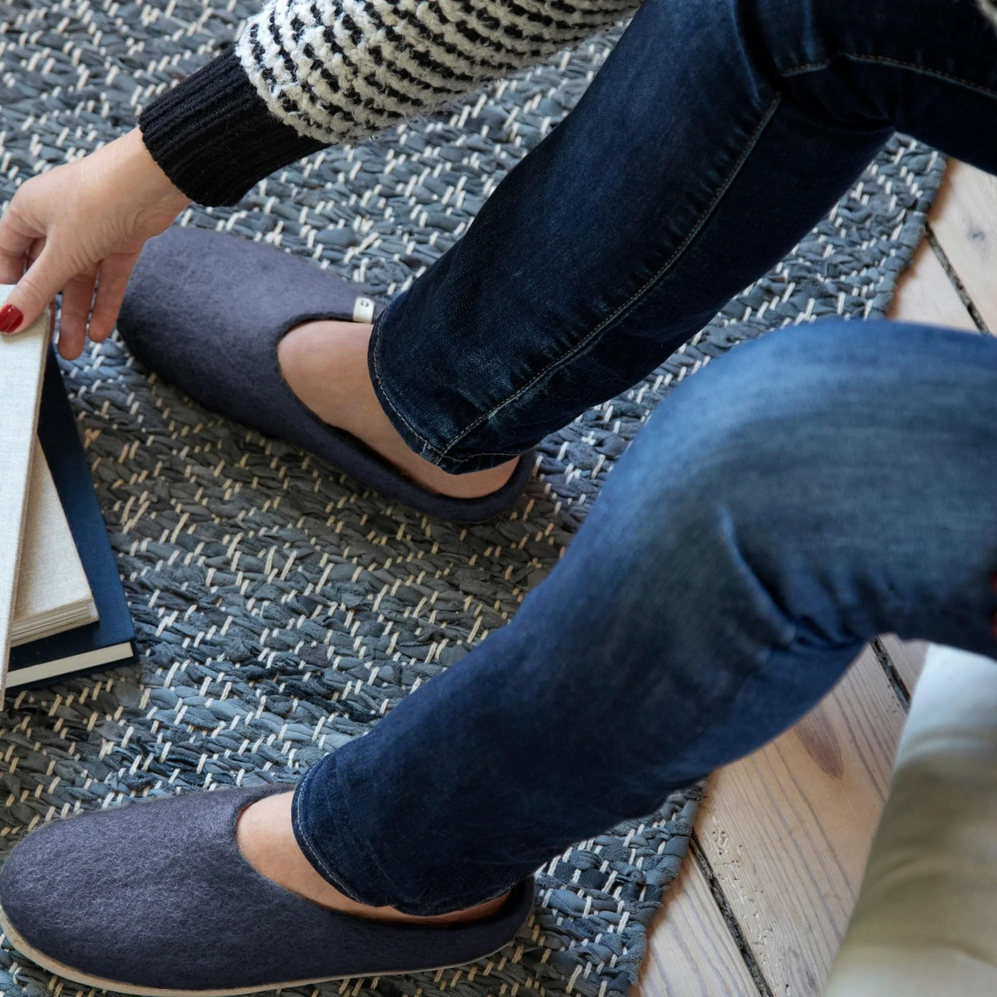 egos Pantuflas azules para hombre y mujer con lana 100 % natural, cómodas zapatillas de cabaña para verano e invierno