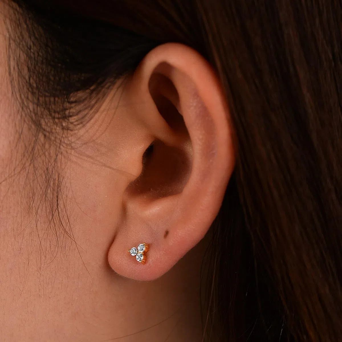 Pendientes de oro blanco 375 de 9 quilates con moissanita, triángulo Au375, pendientes de oro