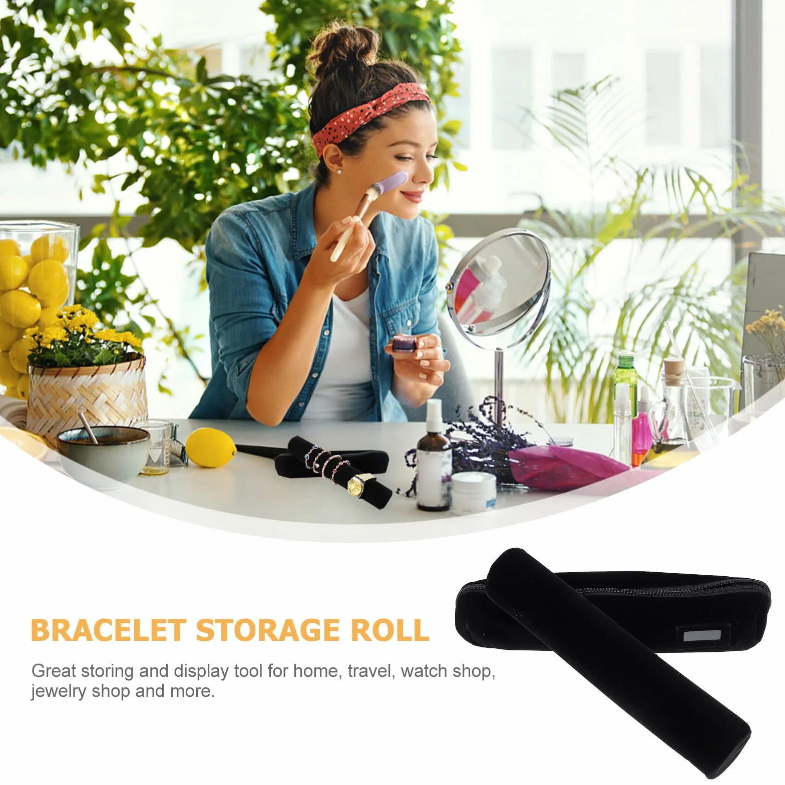 Alipis Rollo de Joyas Negro de Tela Ligera y Cómodo para Pulseras y Relojes, Estuche Portátil Adecuado para Viajes y Tiendas de Joyería Diseño Delicado y Elegante