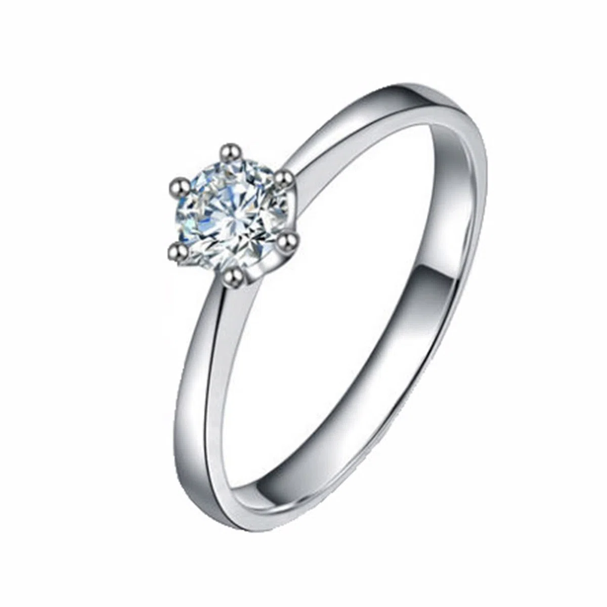 Oro Blanco 18K Anillos Compromiso, 0.3 Quilates Diamante Anillo Pareja Mujers Plata, Solitario Promiso Anillo Joyas Clásicas Talla 6,75-25