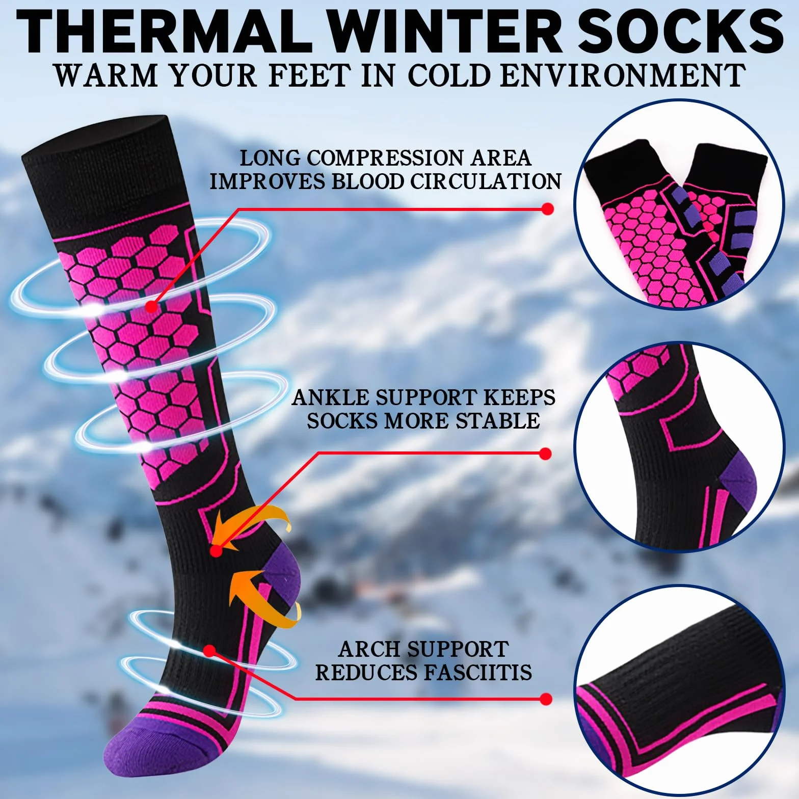 Calcetines Térmicos De Esquí Paquete De 2 Para Hombre y Mujer, Calcetines Invierno Frio Extremo, Para Esquiar, Snowboard, Deportes De Invierno Al Aire Libre