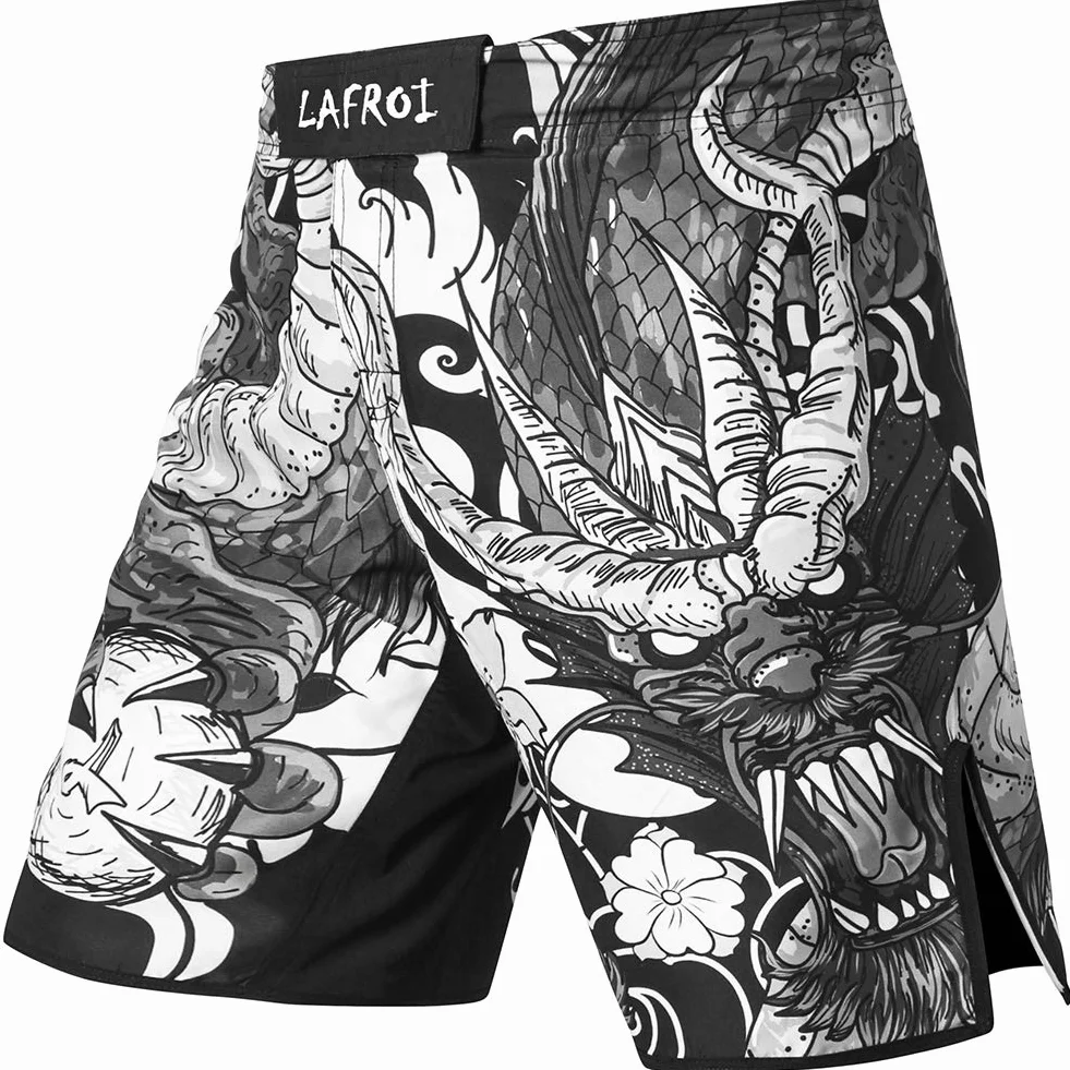 LAFROI Pantalones Cortos de Entrenamiento para Hombre, MMA Cross-Training, con cordón y Bolsillo