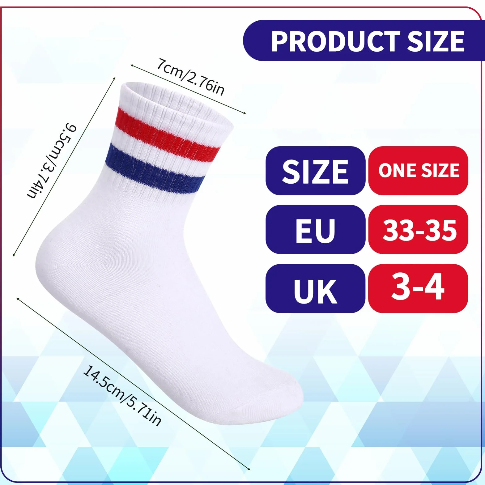 Zuimei 6 Pairs Boys Girls Socks Kids Sport Crew Socks Junior Cotton School Sports Sock, Striped Stretchy Athletic Sock for Girls and Boys 6-12 Years