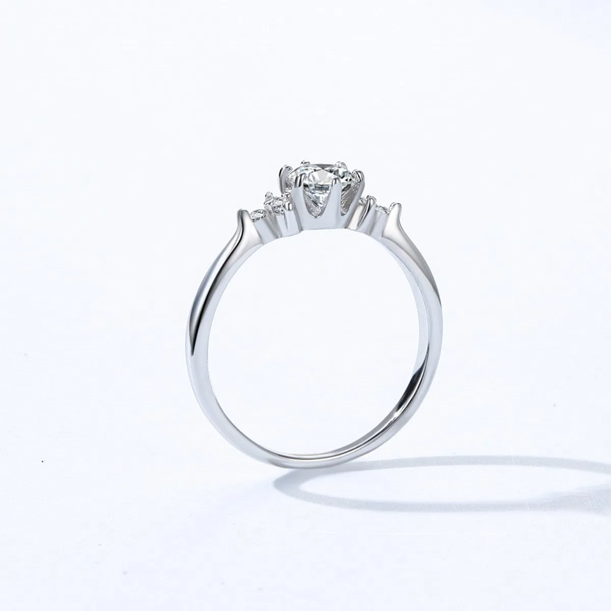 Anillo para mujer, diamante cultivado en laboratorio de 0,5 ct, anillo de compromiso, oro blanco, elegante, anillo de boda, anillo de aniversario para mujer