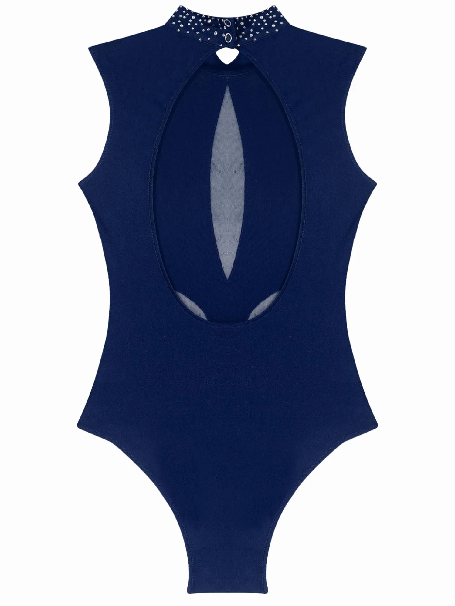 Maillot de Patinaje Artístico Danza Ballet para Mujer Adulto Brillantes Leotardo Gimnasia Rítmica Body sin Manga Retazos de malla Mono de Baile