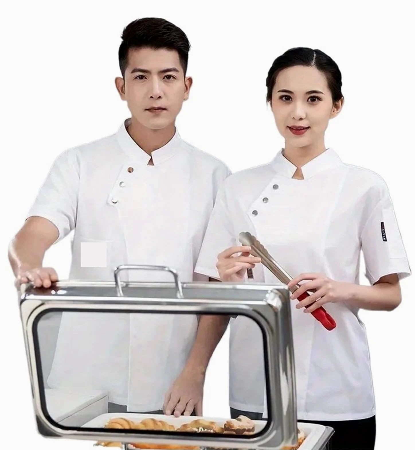 Chaquetilla Chef Uniforme de Chef for Restaurante, cafetería, Cocina, Malla Transpirable, for Hombre y Mujer