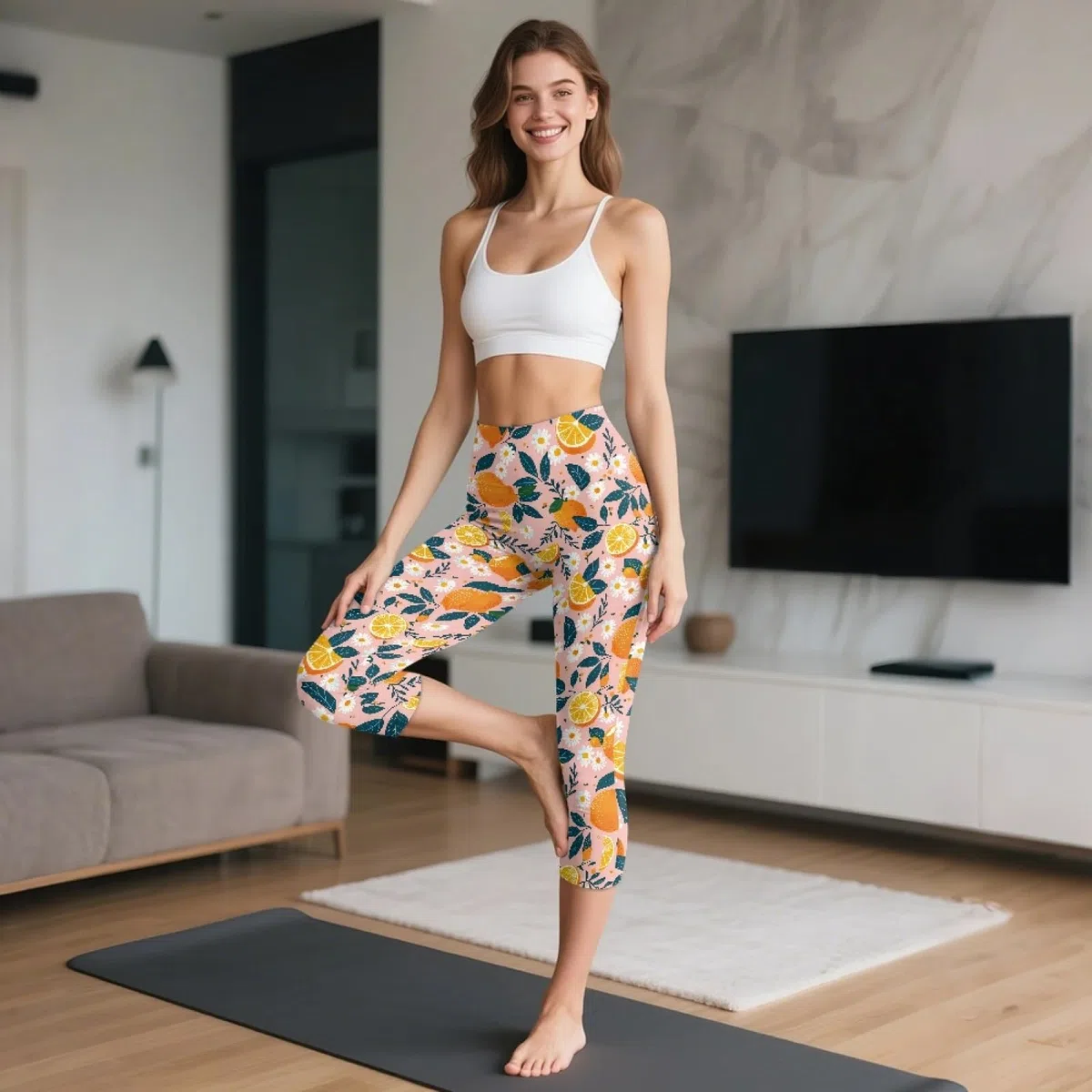 Amzbeauty Leggings de yoga capri de cintura alta para mujer, longitud 3/4, con bolsillos, control de abdomen, pantalones de yoga para mujer, deportes, correr