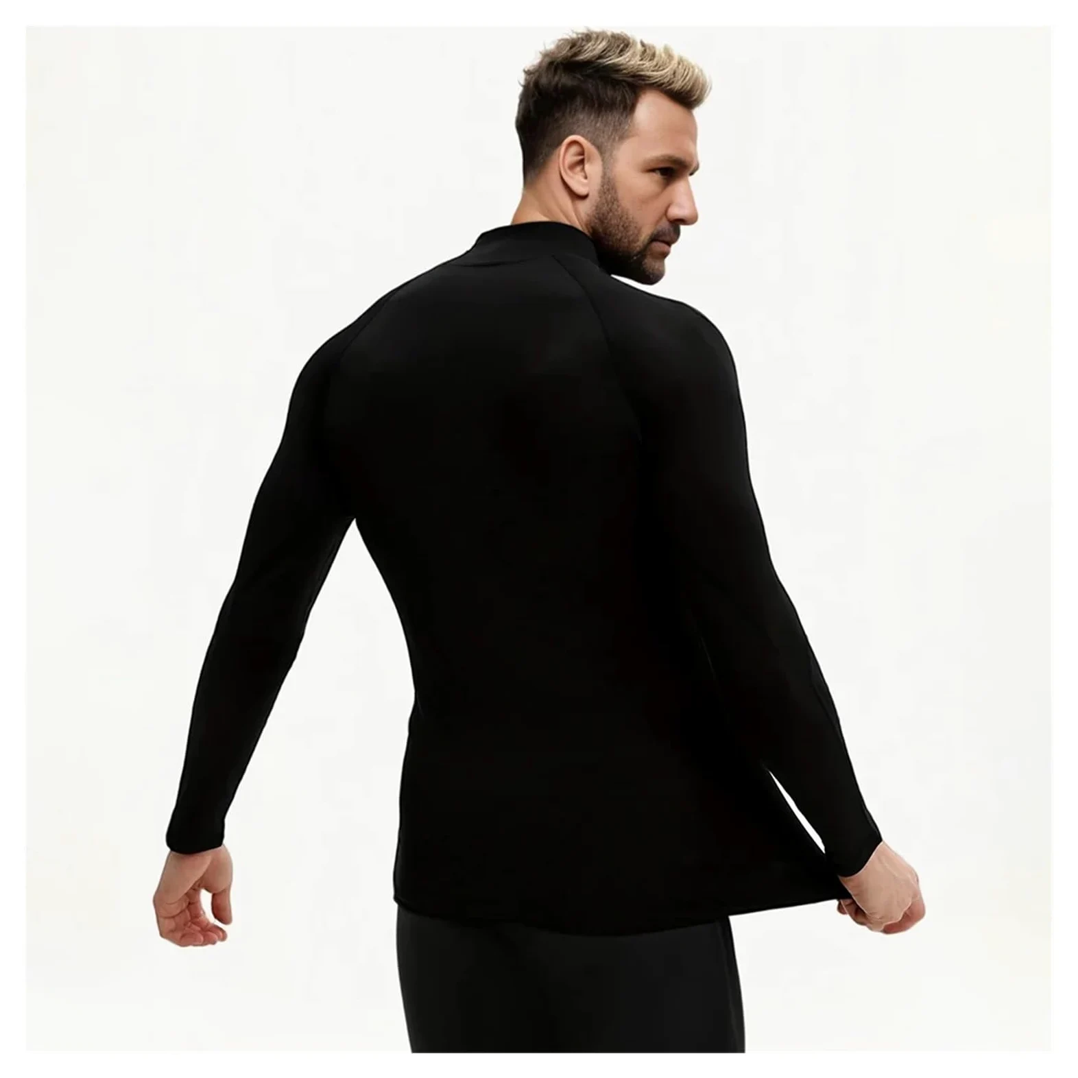 Camisa Funcional Camisetas de compresión for hombre, camisa de manga larga for correr, camisa de secado rápido, camisetas interiores de entrenamiento for culturismo y gimnasio(Black-blue,XXL)
