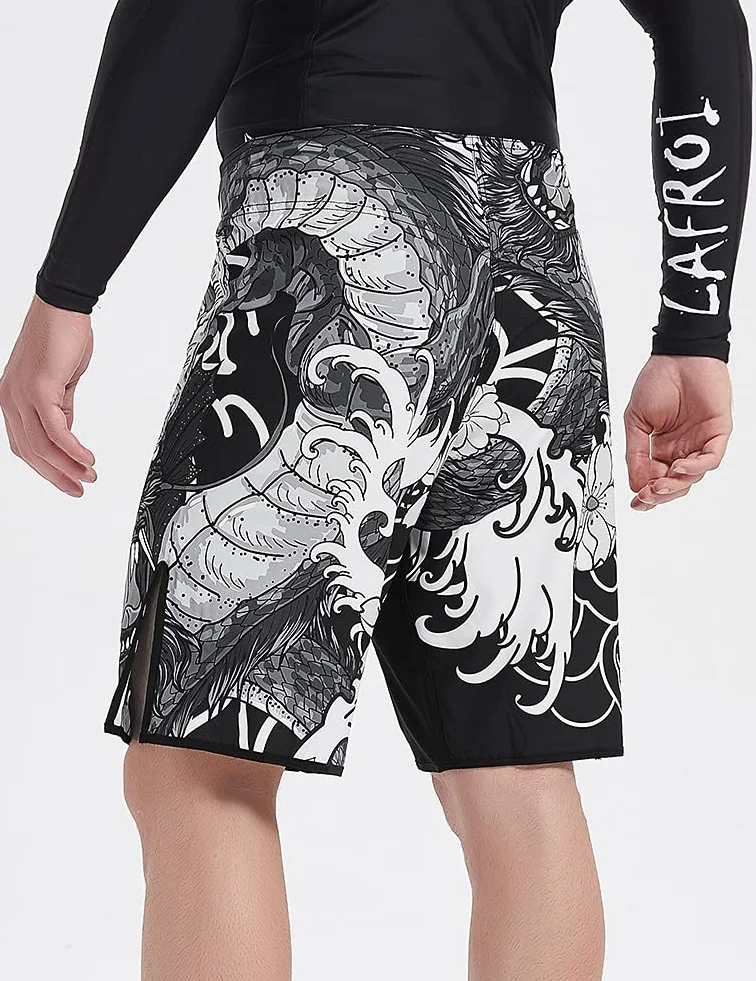 LAFROI Pantalones Cortos de Entrenamiento para Hombre, MMA Cross-Training, con cordón y Bolsillo