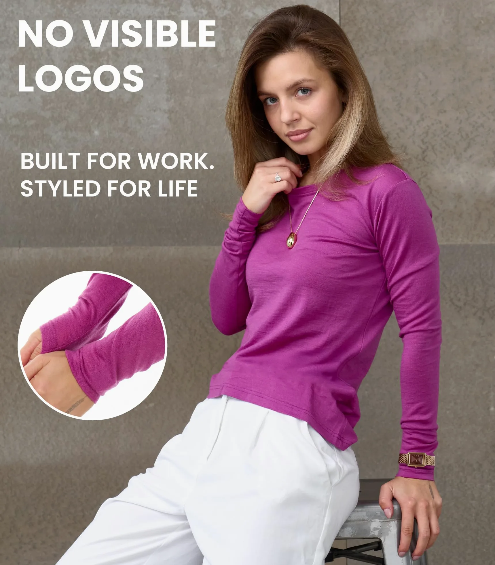 Merino.tech Сamisetas Mujer Manga Larga - 100% Lana Merino Ropa Termica (Small, 190 Burgundy Scoop)