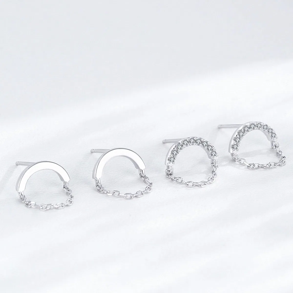 Pendientes de tuerca de oro de 9/14/18 quilates para mujer, oro real, cadena de moissanita pavé