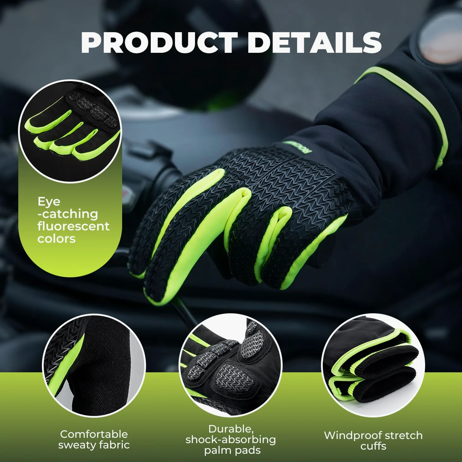 ROCKBROS Guantes de Invierno, Guantes Térmicos de Thinsulate Ciclismo Pantalla Táctil para Hombre Mujer, Guantes Cálidos para Bicicleta Running Senderismo