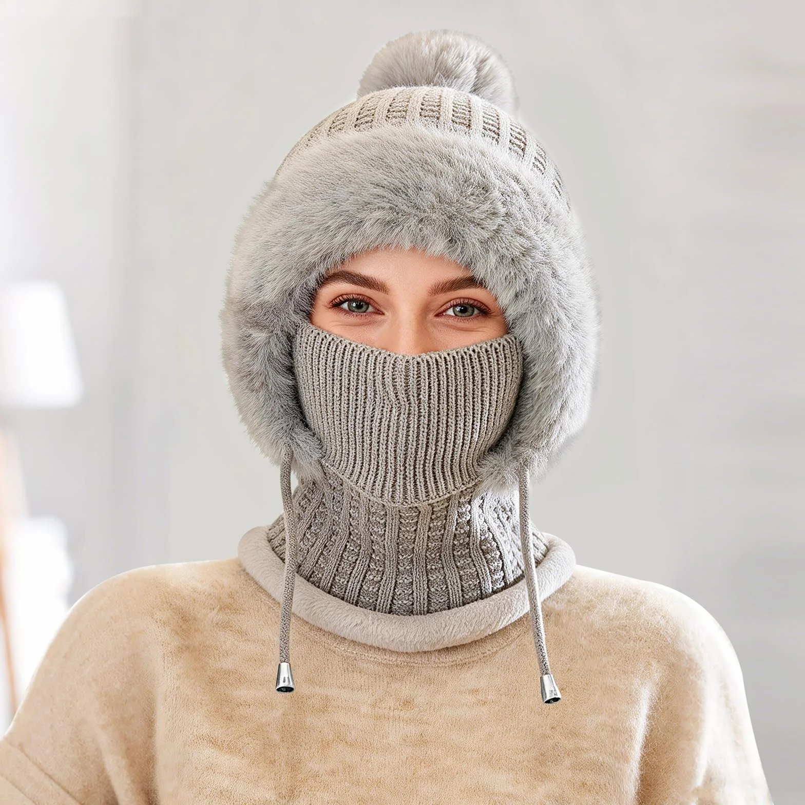 TAGVO Pasamontañas Termico para Mujer, Pasamontañas Invierno Capucha Polar Máscara de Esquí Balaclava Polar Multifuncional para Clima Frío Montaña Camping Senderismo
