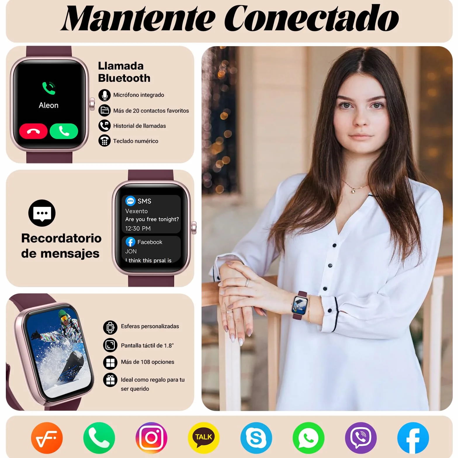 Smart Watch for Men Women with Bluetooth Call, Alexa Built-in, WhatsApp Notifications, Fitness Tracker with Heart Rate/SpO2/Sleep/Pedometer, 1.83" DIY Dial, 100+ Sports Modes, IP68 for Android iOS