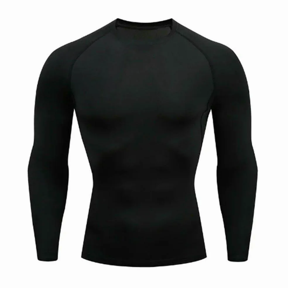 DYRBF - Camiseta deportiva para hombre, de secado rápido, manga larga, de compresión, para gimnasio, fitness, camiseta de protección contra erupciones
