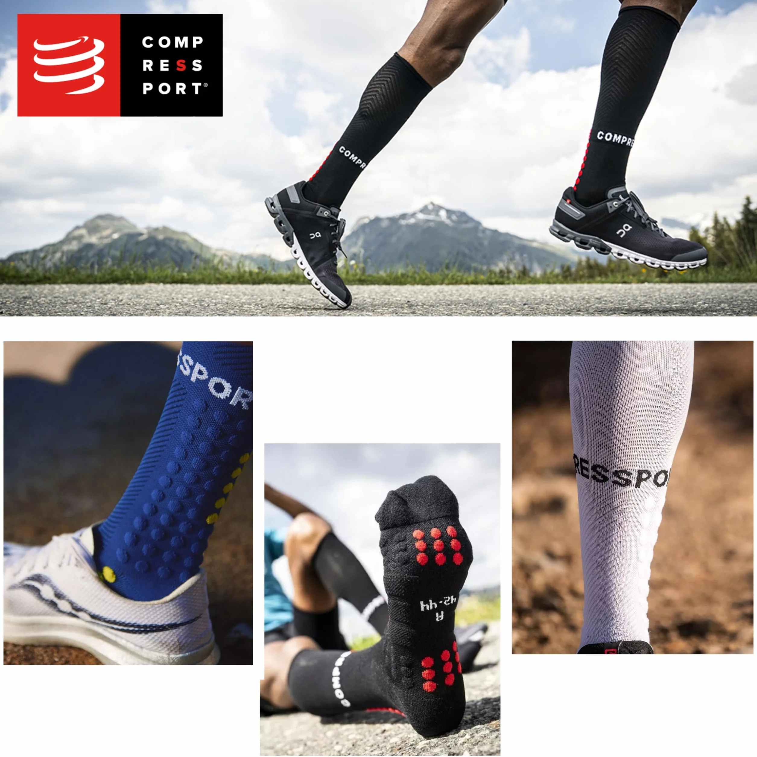COMPRESSPORT Full Socks Run Calcetines de Compresión Soporte Muscular Running Triatlón
