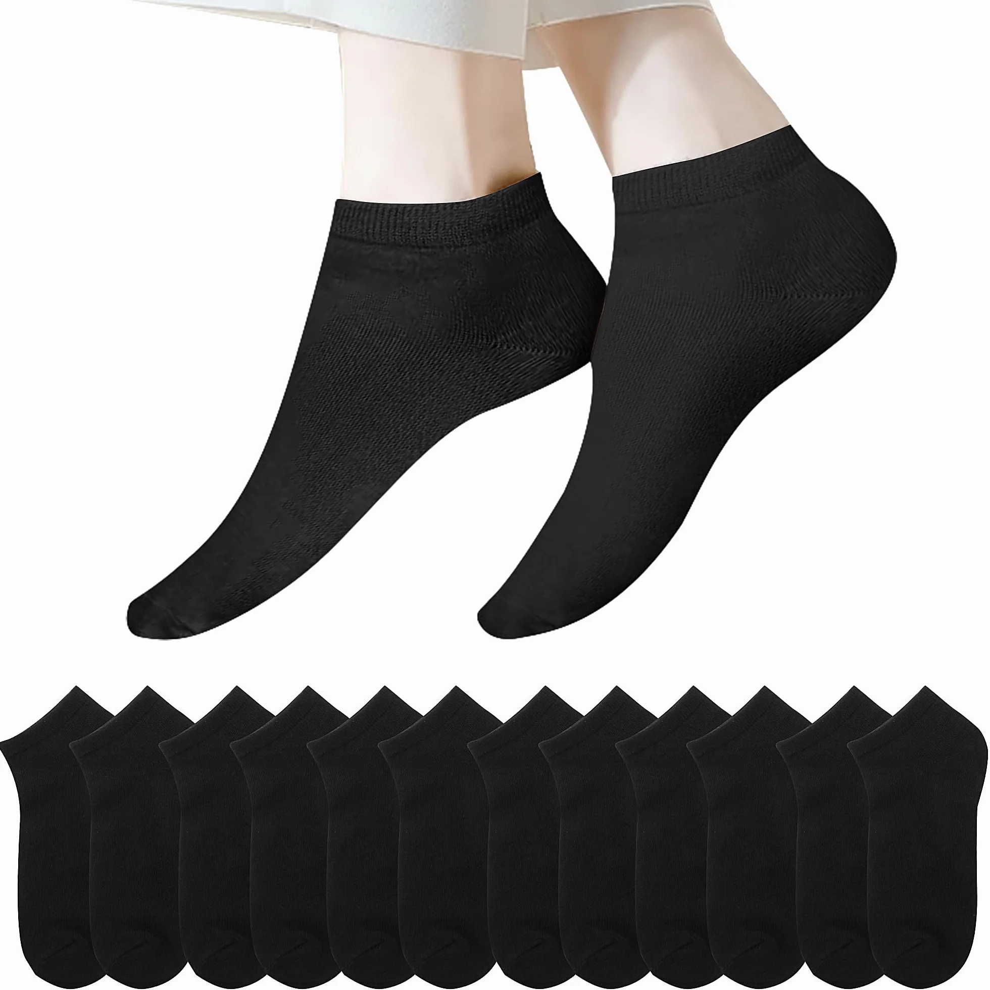 Calcetines Tobilleros de Algodón Transpirables para Hombre y Mujer, Cortos para Deporte Running, 12 Pares, Tallas 35-50