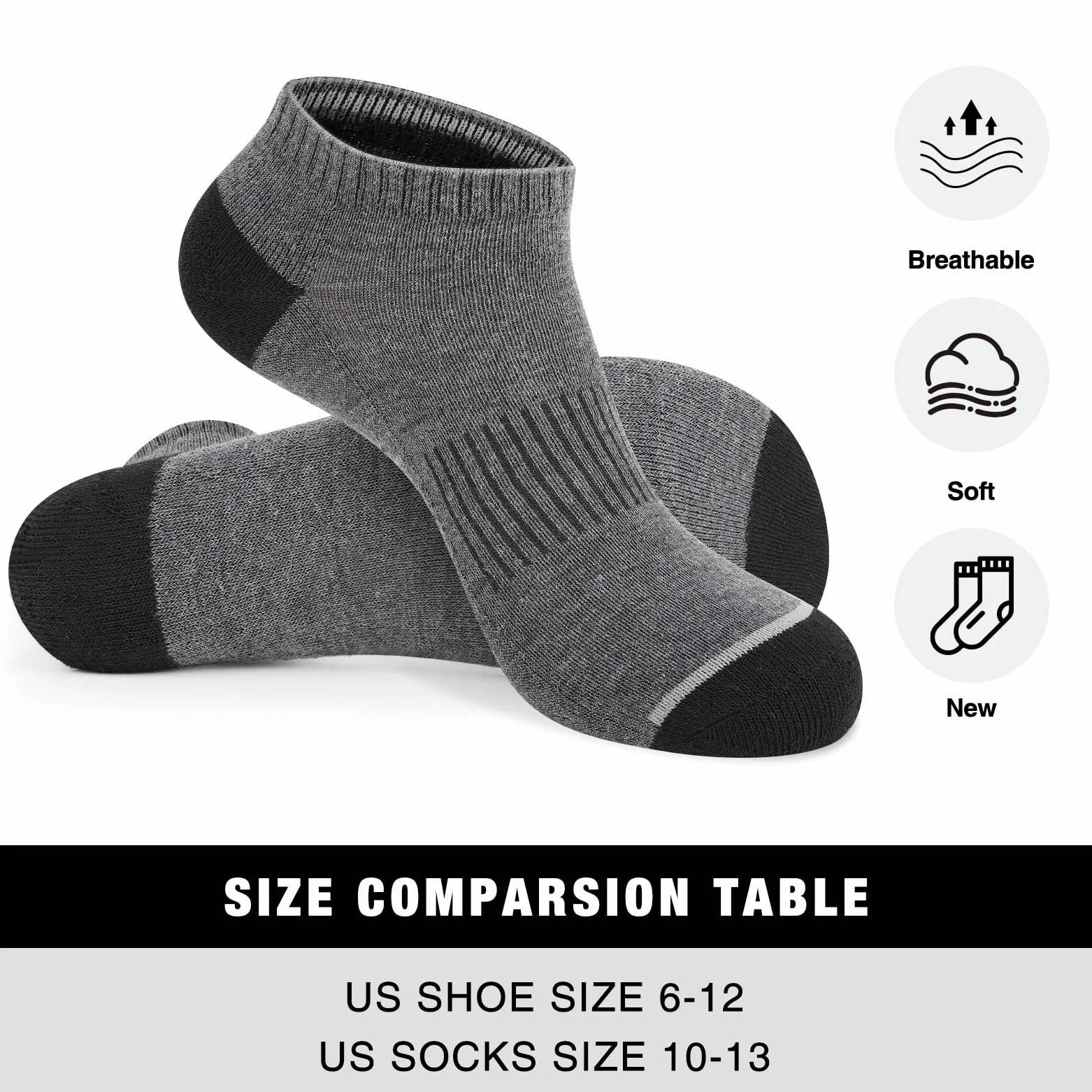 COOVAN Paquete de 10 calcetines de corte bajo para hombre, con cojín atlético, calcetines casuales