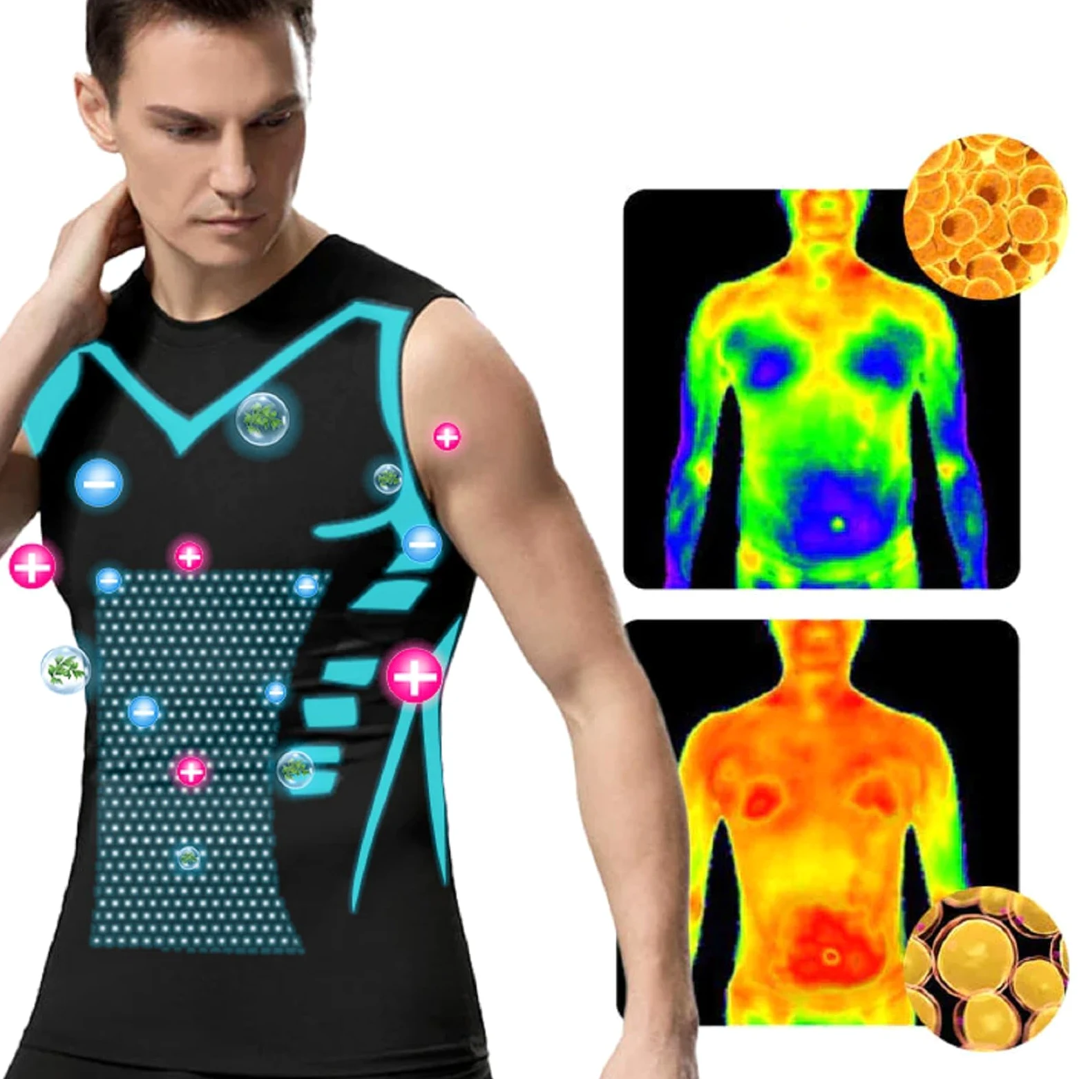 Duneva Vital Vest, Vital Vest Chaleco adelgazante, Vitalvest, Body Shaper Hombre Ionic Shaping Camiseta sin mangas