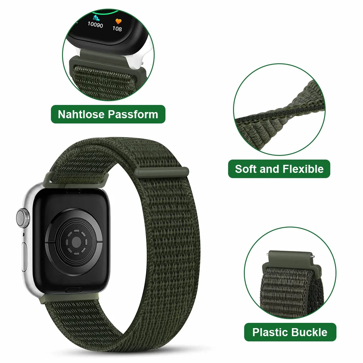 Vicloon 2Pcs Correas de Nylon para Reloj, 16mm 18mm 20mm Correa para Reloj Inteligente Universal, Correa Reloj de Repuesto, para Hombres y Mujeres