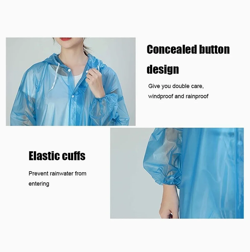 Chubasquero Para Bicicleta Chubasquero Dividido Transparente De 3 Uds, Traje De Lluvia Con Capucha De PVC Para Adultos, Para Ciclismo Al Aire Libre, Camping Impermeable Reutilizable